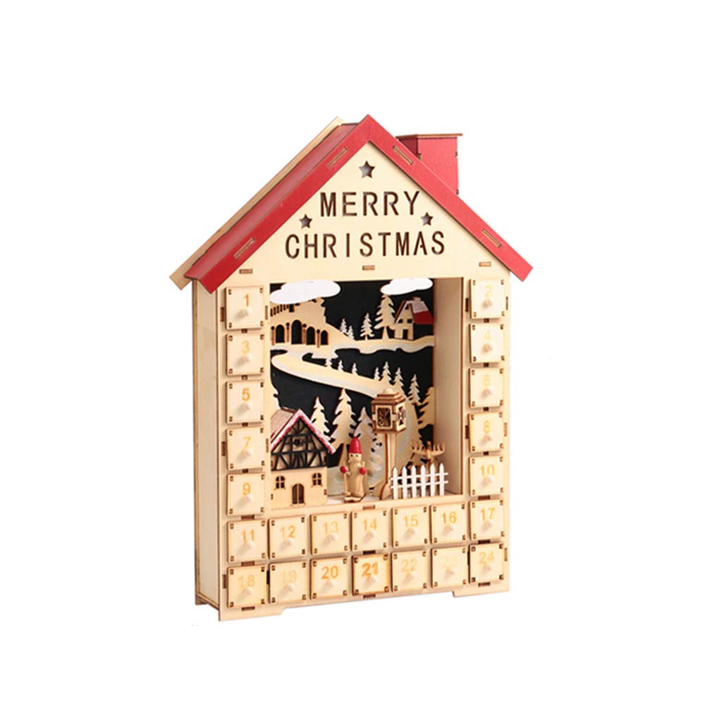 24-Day Wooden Advent Calendar with LED Lights - Christmas Countdown Calendar for Kids, Holiday Decoration & Candy Box | Perfect for Home, Party & Gift Giving
