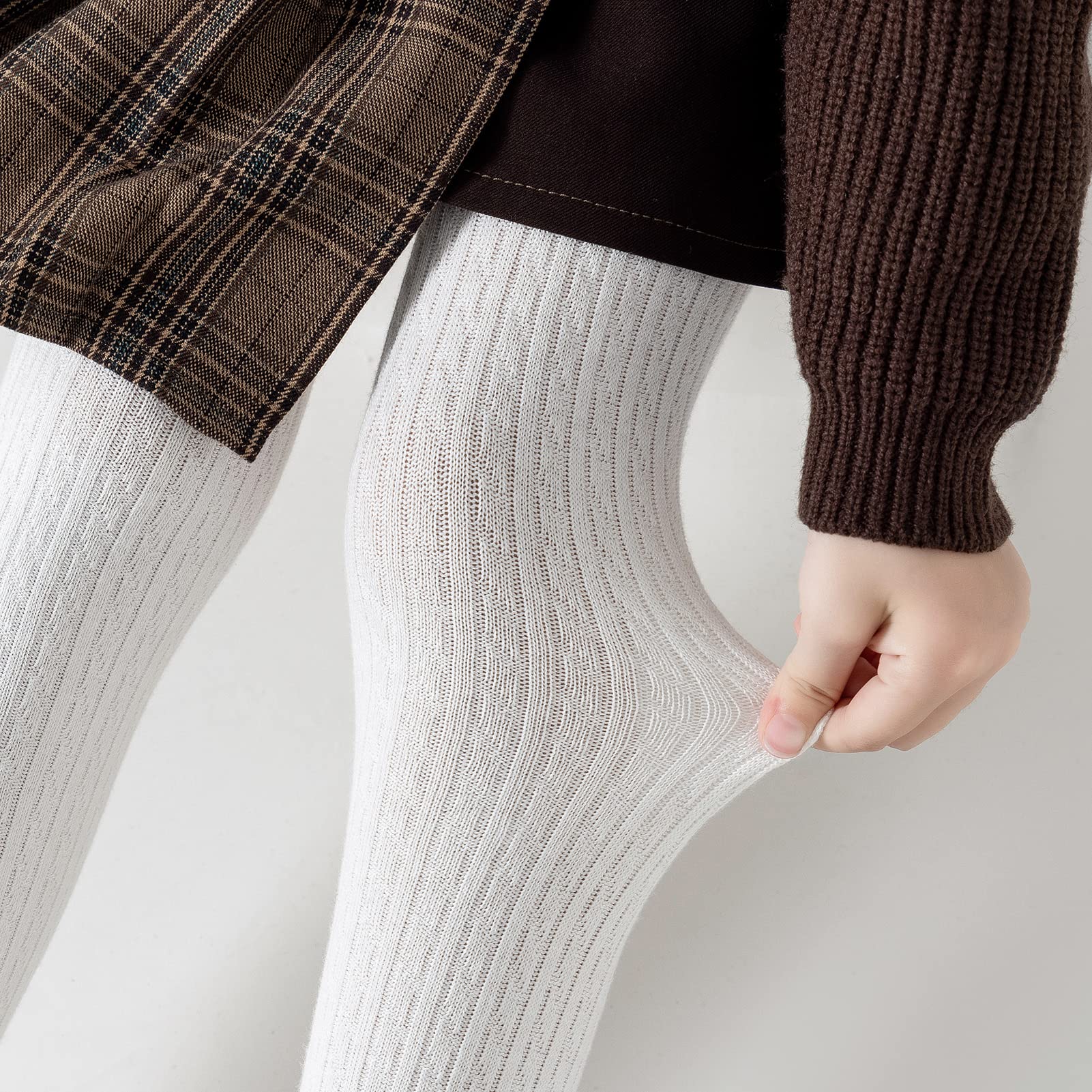 Jormatt Girls Seamless Thick Cotton Cable Knit Tights & Leggings for Toddlers (Age 2-10 Years) - Warm Winter Stockings for School, Playtime & Outdoor Activities