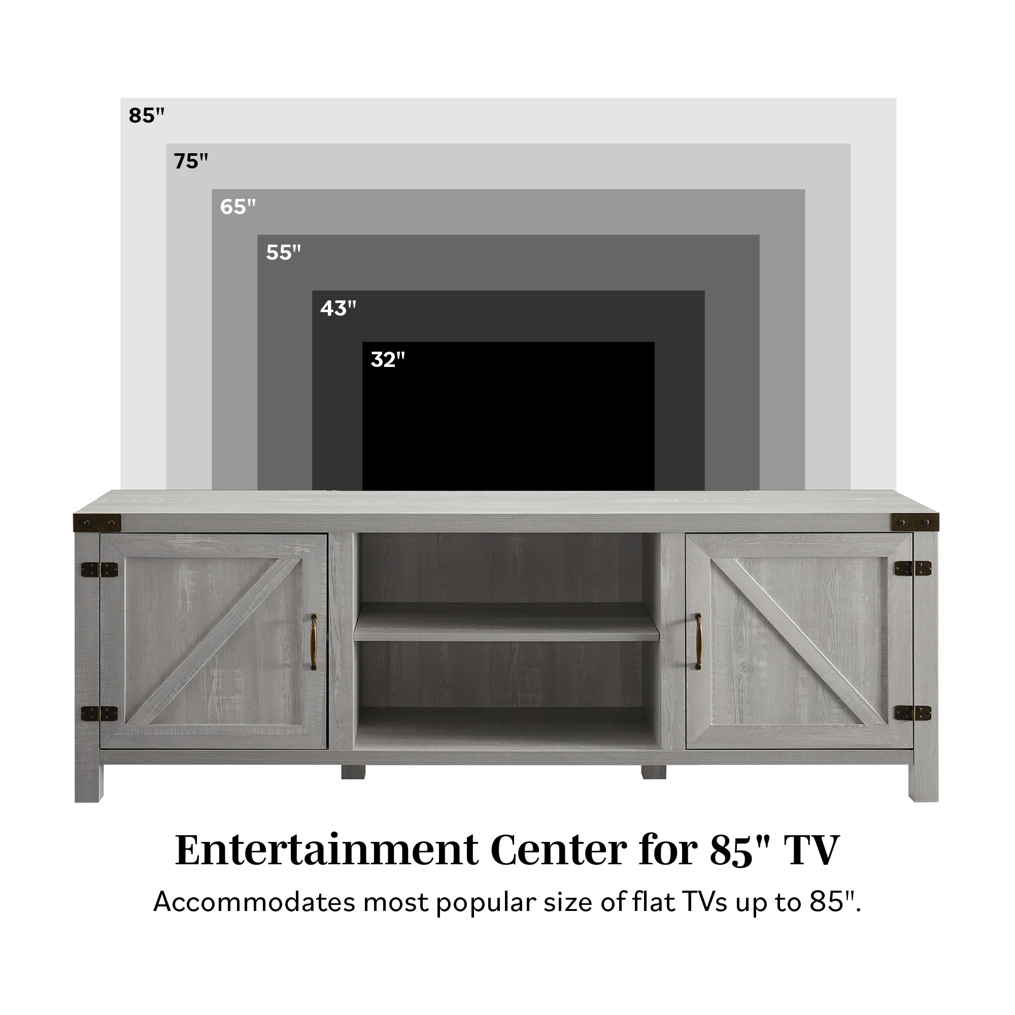 Walker Edison Georgetown Modern Farmhouse Double Barn Door TV Stand for 70-80 Inch TVs, Rustic Wood & Metal Entertainment Center with Storage - Perfect for Living Rooms, Home Theaters & Farmhouse Style Decor