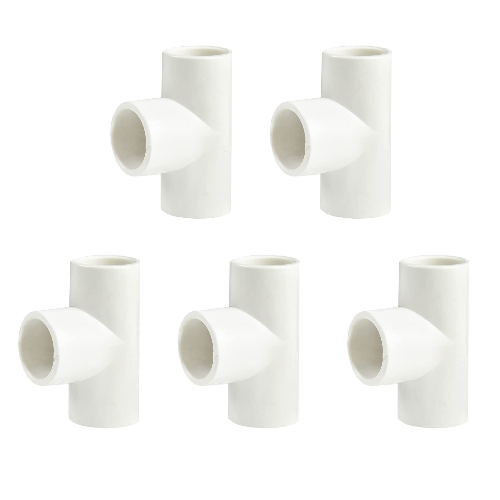 5-Pack 1.25 Inch 3-Way Tee Elbow PVC Pipe Fittings - Socket x Socket x Socket Schedule 40 PVC Coupling Adapter - High Tensile Strength, Easy Installation for Plumbing, Irrigation & Industrial Piping Systems