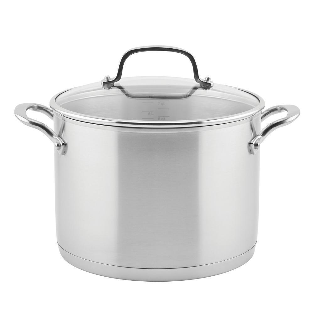 **Amana 8Qt Induction Stock Pot - Stainless Steel Cookware with Lid for Soups, Stews & Pasta - Perfect for Home Cooking & Professional Kitchens**