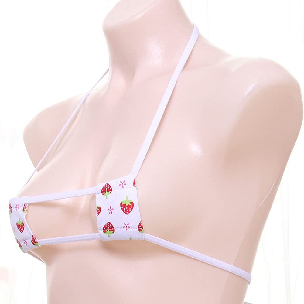 FYMNSI Women's Japanese Anime Lingerie Set - Micro Mini Bikini, Tie Side Swimwear & Striped Bra for Cosplay, Kawaii Style | Perfect for Anime Conventions, Beach Parties and Role Play