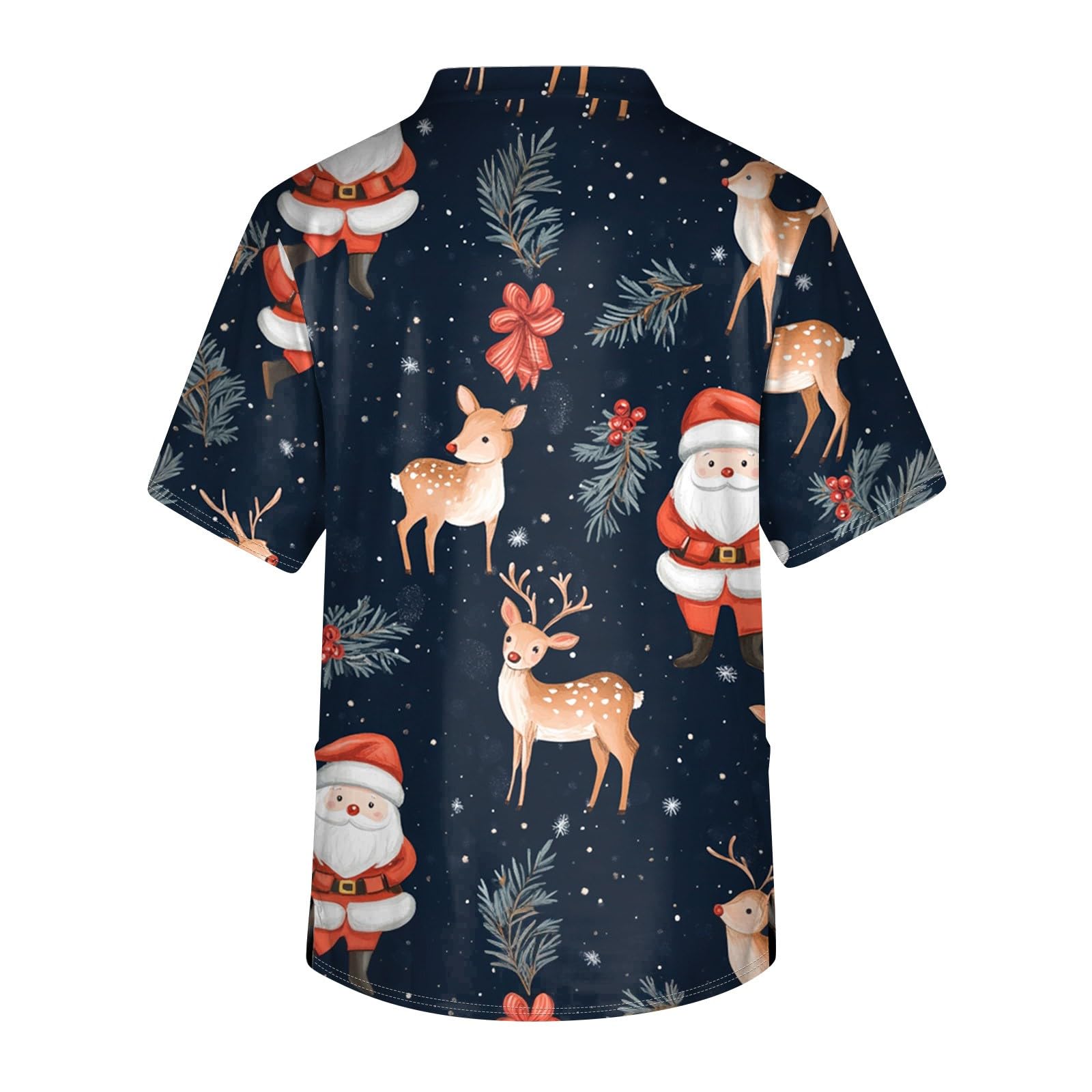 Santa Printed Men's Medical Scrub Sets - Christmas Themed Blue Scrubs for Doctors & Nurses - Perfect for Holiday Shifts & Medical Professionals