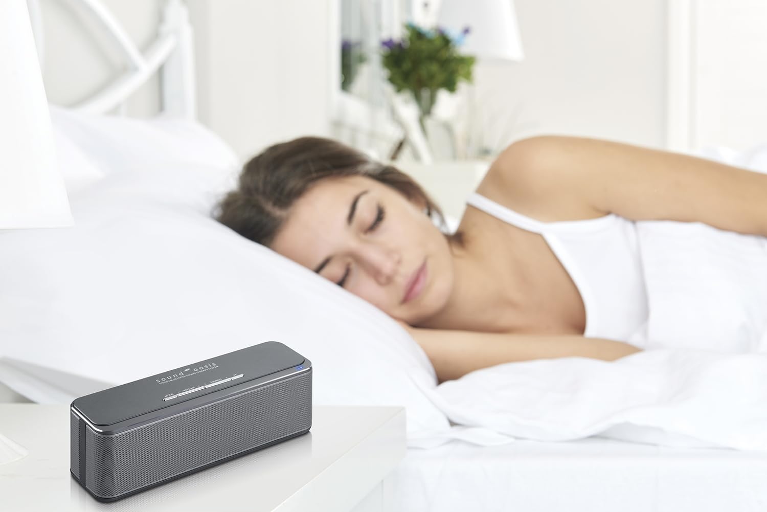 Sound Oasis Stereo Bluetooth Sound Machine for Sleep & Tinnitus Relief - 20 Non-Looping Soothing Sounds with Pink Noise | Hi-Fidelity Portable Speaker for Home, Baby Nursery, Office & Travel | White Noise Therapy for Relaxation, Meditation & Better Sleep