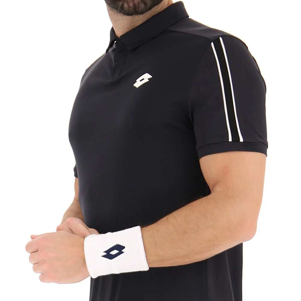 Lotto Men's Squadra II Performance Polo Shirt - Breathable & Moisture-Wicking Golf Tennis Activewear (Black) | Perfect for Golf, Tennis & Casual Wear