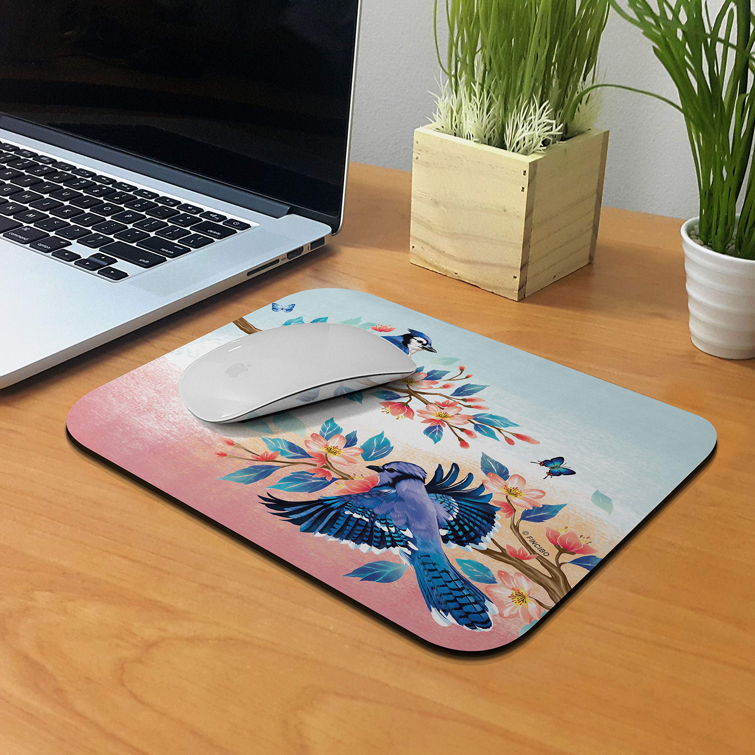 Non-Slip Rectangle Mouse Pad with Blue Jay Birds Design - Large Gaming Mousepad for Computer, Laptop & Office Desk - Perfect for Work, Gaming & Home Office Use