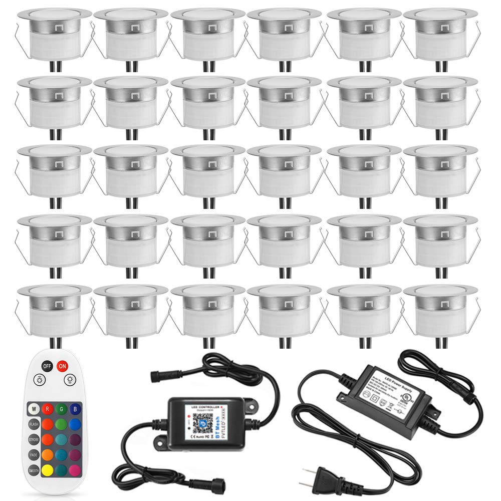 30pcs Bluetooth RGB LED Low Voltage Recessed Deck Lights - 1.77
