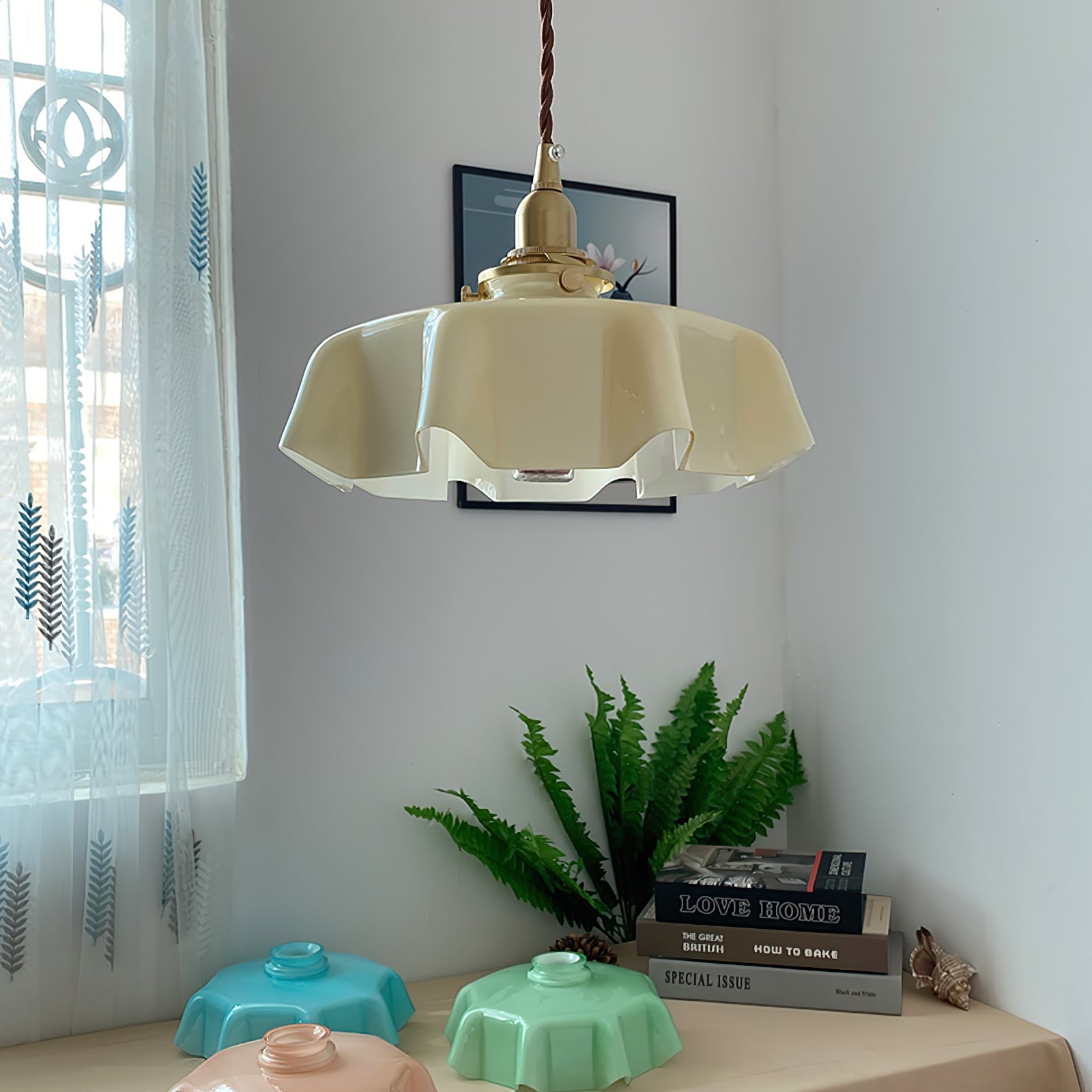 French Flower Pendant Light - Elegant Floral Chandelier for Dining Room, Kitchen Island & Bedroom Lighting - Vintage Inspired Ceiling Fixture