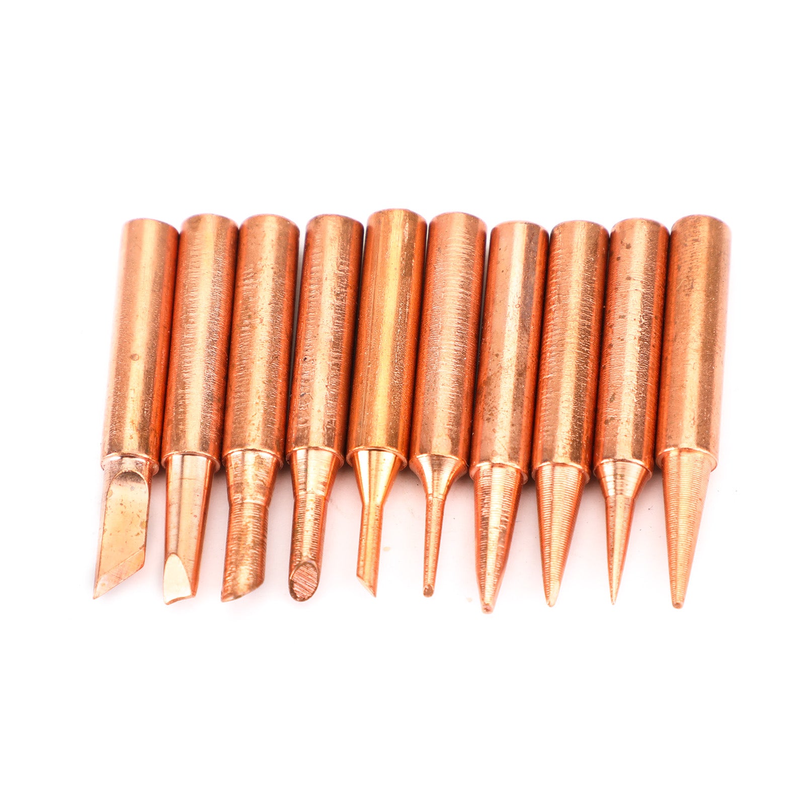 10-Piece 900M High-Performance Soldering Iron Tip Set - Pure Copper Solder Tips with Iron Casing for Electronics Repair, DIY Projects & Jewelry Making