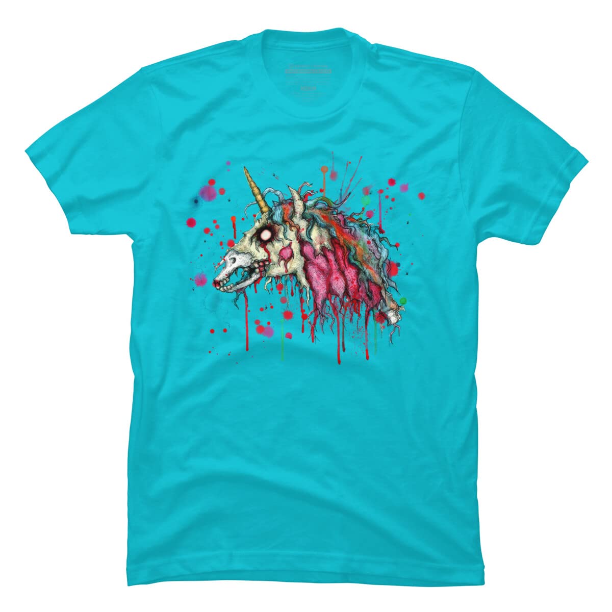 LVBArt Zombie Unicorn Graphic T-Shirt for Men | Soft Cotton Tee with Unique Art Print | Perfect for Halloween, Cosplay & Alternative Fashion