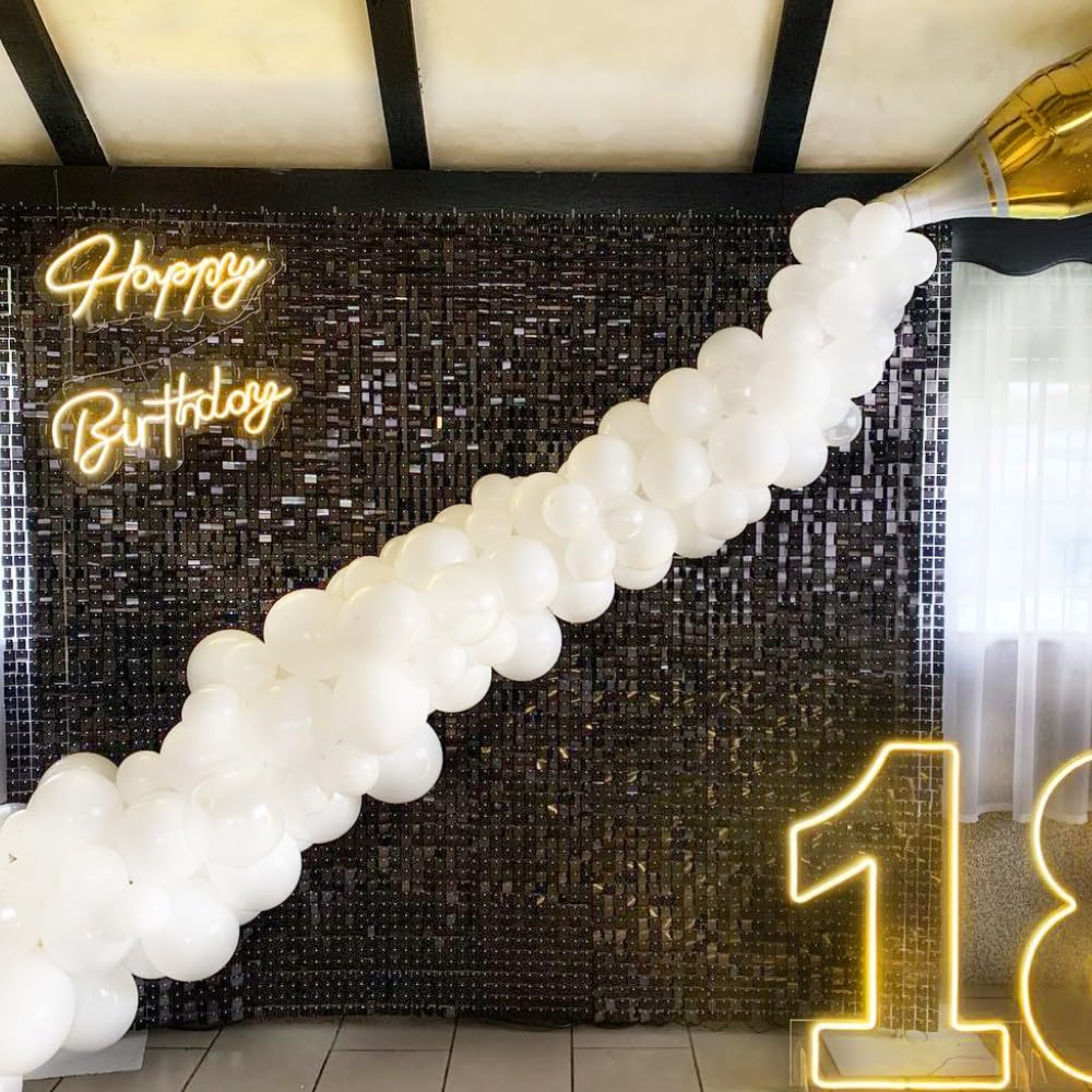 30pcs Black Shimmer Wall Backdrop Panels - Glitter Party Backdrop for Birthday, Disco, Graduation Decorations - Indoor & Outdoor Use - Perfect for Events, Photo Booths & Home Decor
