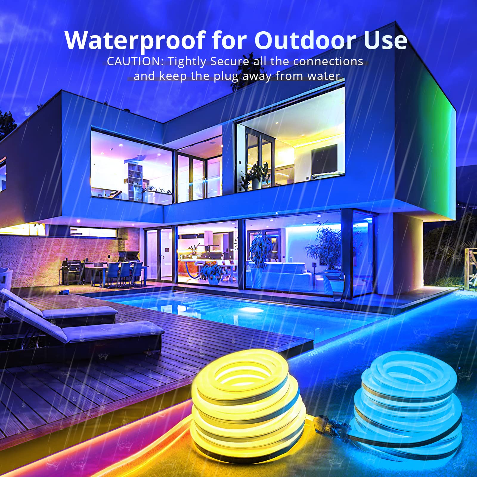 16.4FT LED Neon Rope Lights - Waterproof Flexible for DIY, Gaming Room & Party Decor