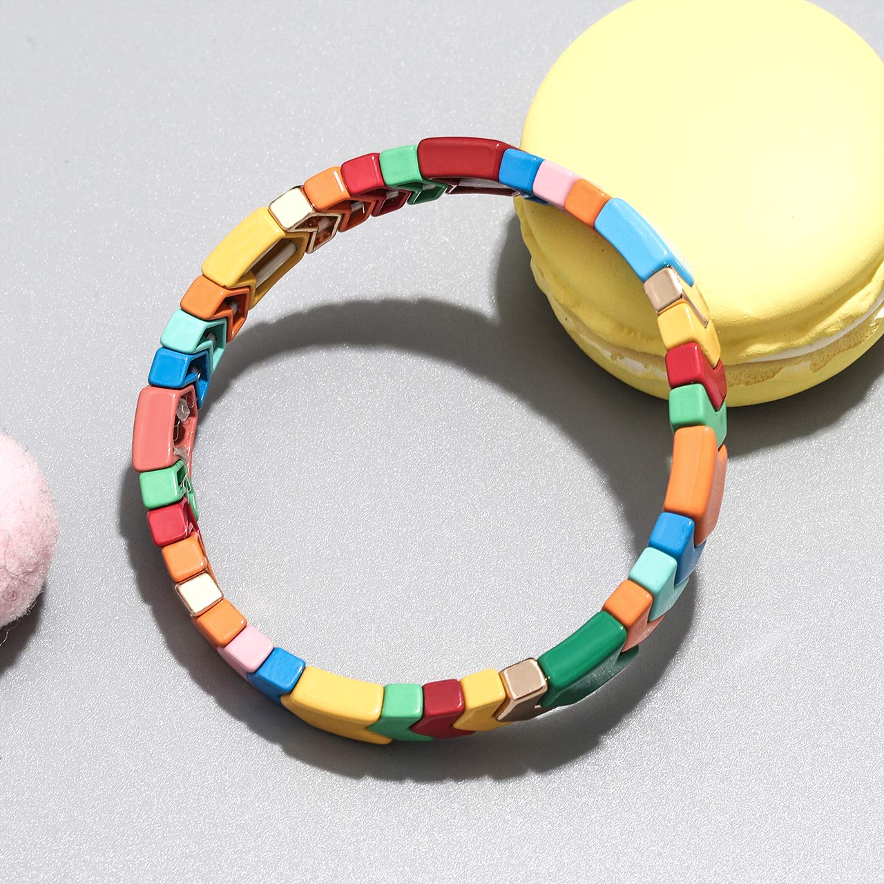 METOBAR Enamel Tile Tila Beaded Bracelet Set - Colorful Bohemian Stretchy Elastic Stackable Bracelets for Women - Perfect for Festival, Beach, and Boho Chic Outfits