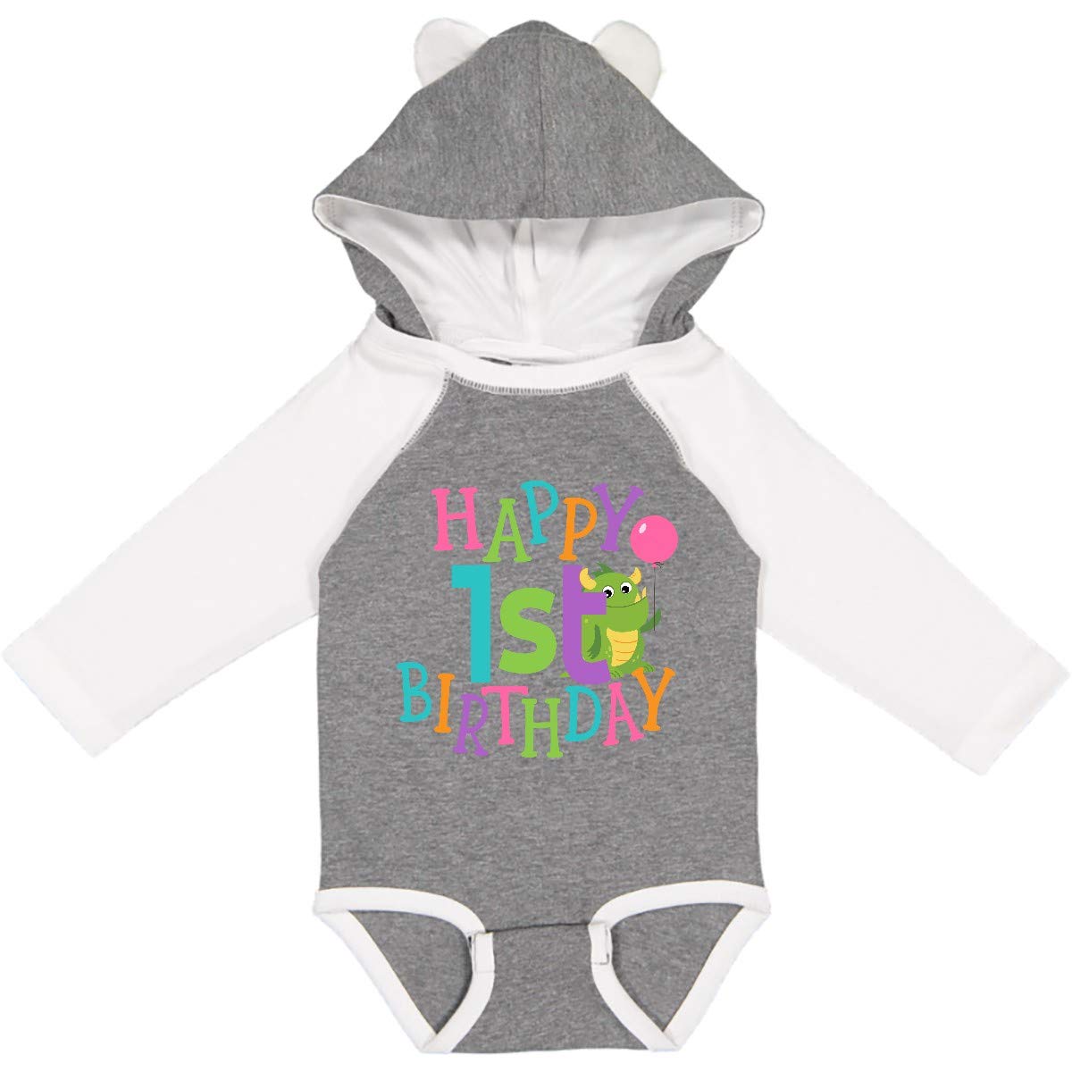 Inktastic Happy 1st Birthday Monster Long Sleeve Baby Bodysuit - Cute First Birthday Outfit for Boys & Girls - Perfect for Birthday Parties, Photo Shoots & Special Occasions