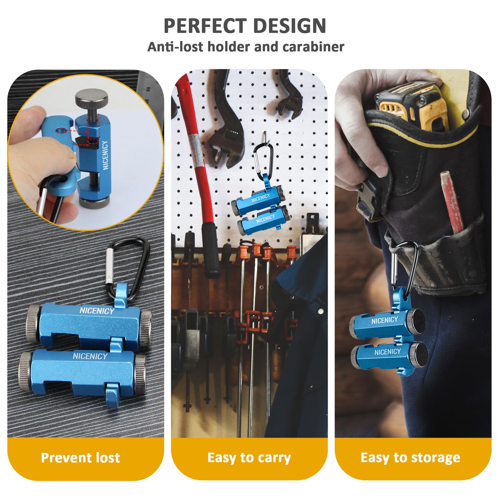 New Tall Stair Gauges - NICENICY Framing Square Stops with Holder, 2 Clamps & Screws - Professional Stair Stringer Layout Tool for Carpentry & Woodworking - Durable Stair Gauges Knobs for Circular Saw - Perfect for DIY Home Improvement & Staircase Construction Projects