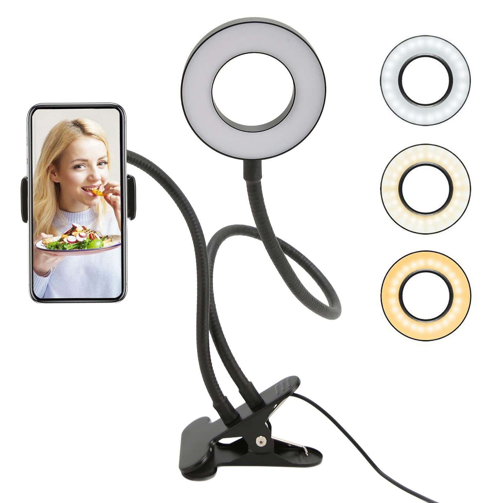 Professional 24-LED USB Ring Light for Camera - Adjustable Brightness Selfie Light for Photography, YouTube Videos, Live Streaming & Makeup (Black) - Perfect for Content Creators, Vloggers & Beauty Enthusiasts