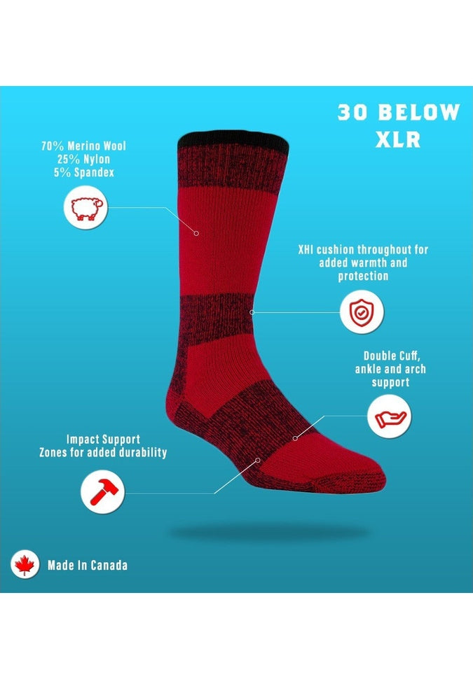 J.B. Field's Icelandic 30 Below XLR Merino Wool Thermal Socks for Men & Women - Ultra Warm Winter Hiking, Skiing, and Outdoor Activities