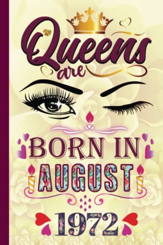50th Birthday Gifts for Women Born in 1972 - Funny Motivational Quote Notebook | Queen Born in August Journal | Unique 50 Year Old Birthday Present | Alternative to Cards for Female Friends | Perfect for Birthday Celebrations, Office Gifts & Retirement Parties