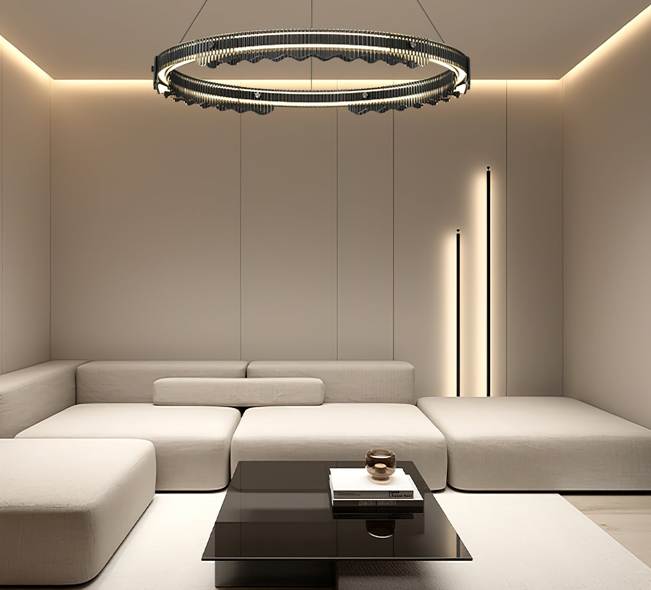 Elegant Striped Glass Chandelier - Modern Luxury Lighting Fixture for Dining Room, Bedroom & Living Room Decor