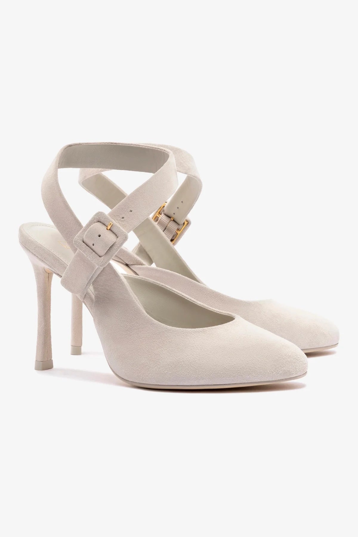 Deena By Larroudé Women's Suede Pump Shoes in Mushroom Grey - Elegant Heels for Office, Party & Special Occasions