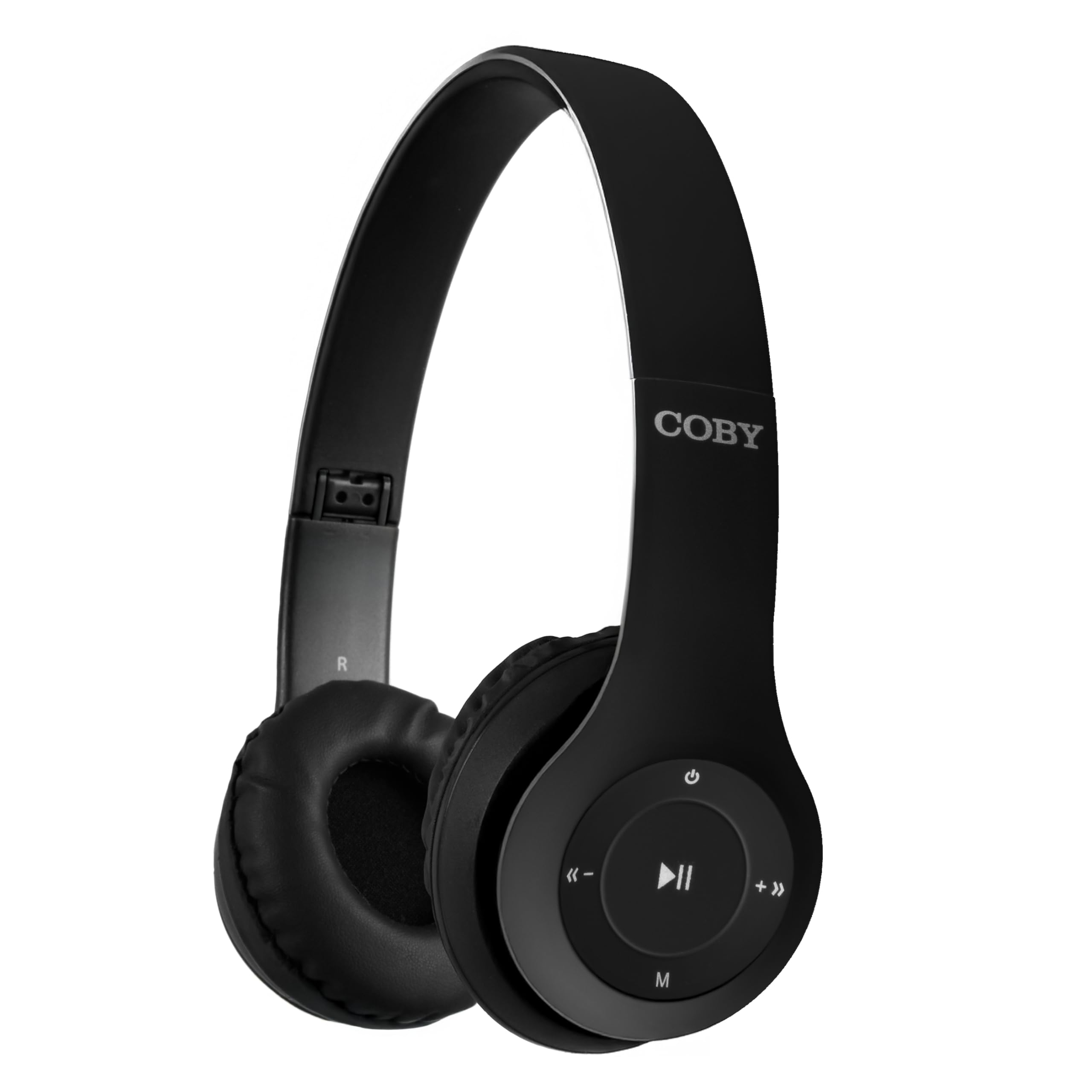 Coby Wireless Bluetooth Headphones with Built-in Mic, AUX Cable, Hands-Free Calling - Foldable Over-Ear Design, Rechargeable Battery (5 Hours Playtime) - Perfect for Workouts, Commuting & Office Use