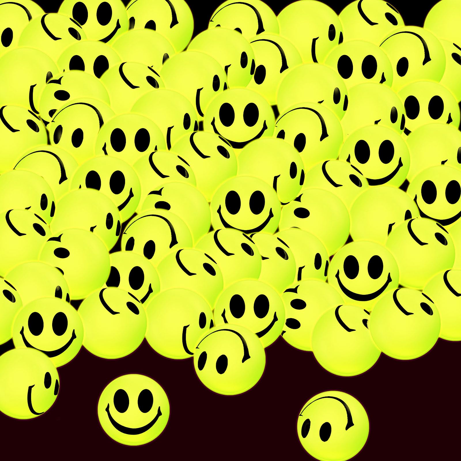 300 Pcs Glow in The Dark Bouncy Balls - 1 Inch Smiley Face High Bouncing Rubber Balls for Kids Party Favors, Halloween, Birthday Gifts & Vending Machine Fillers - Fun Game Prizes & Sensory Play
