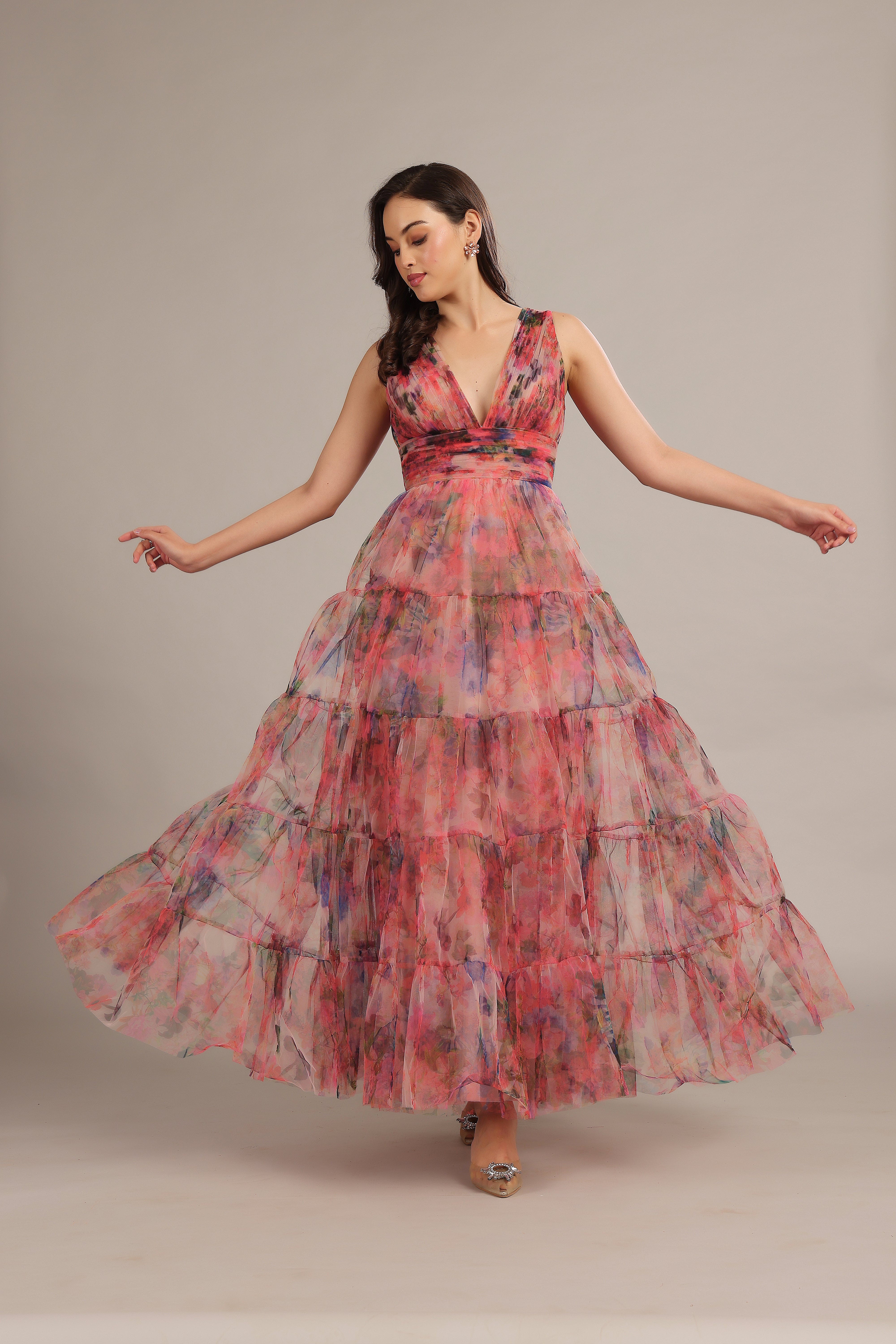Candace Maxi Dress in Mixed Floral Print - Women's Flowy Summer Dress for Beach, Vacation & Casual Wear