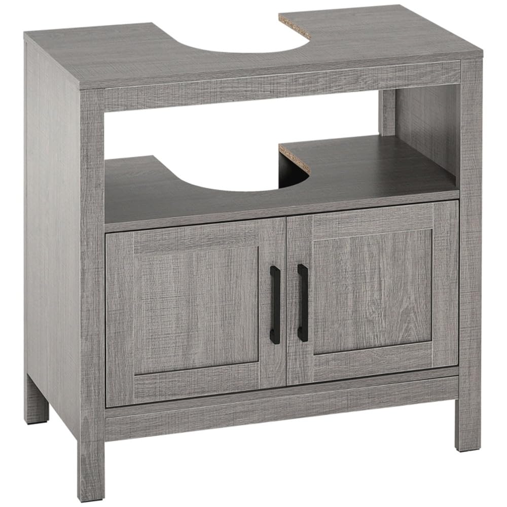 Under Sink Vanity Cabinet - Double Door Bathroom Storage Organizer with Particleboard Construction | Perfect for Small Bathrooms, Pedestal Sink Storage & Home Organization
