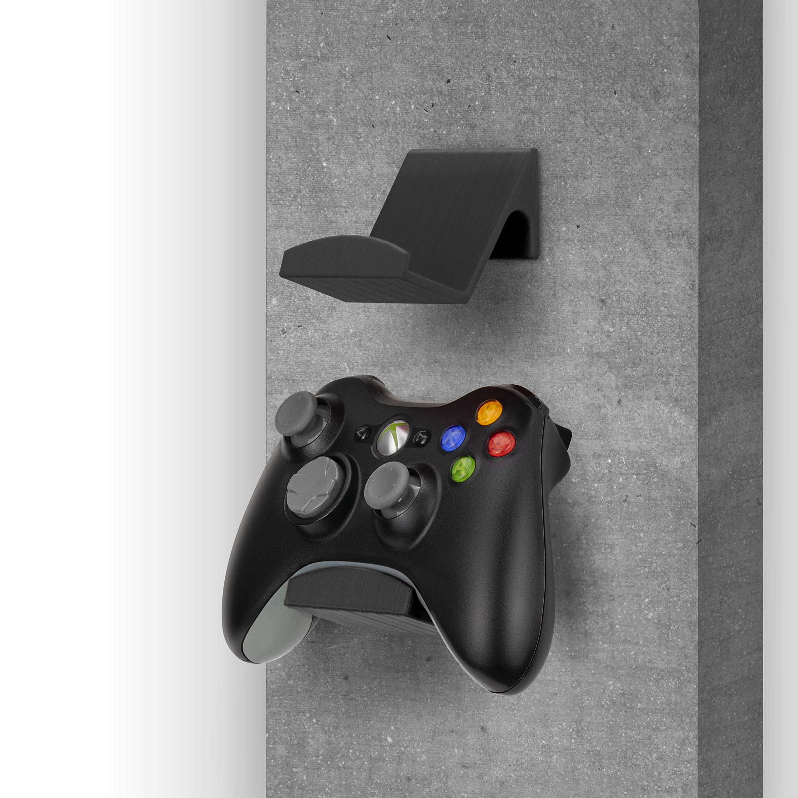 BRAINWAVZ 4-Pack Universal Game Controller Wall Mount Holder - Compatible with XBOX Series X/S, PS5, PS4, PS3, Nintendo Switch & PC Gaming Controllers - Easy Stick-On Installation for Organized Gaming Setup (Perfect for Bedroom, Game Room or Office Organization)