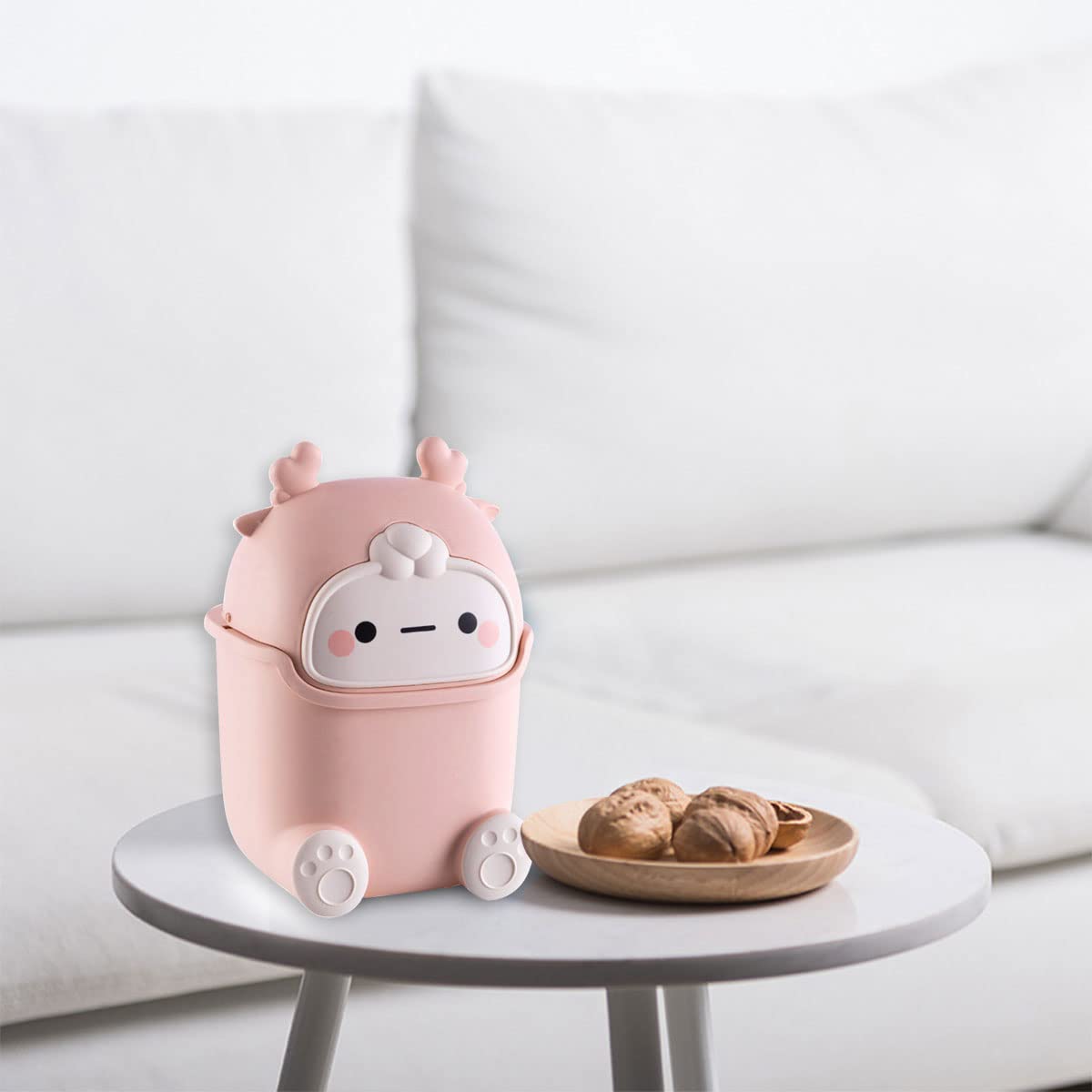 Cute Pink Mini Desktop Trash Can with Flip Lid - Includes 90 Trash Bags, Plastic Waste Bin for Bathroom, Kitchen, Office & Dressing Table - Perfect for Small Spaces & Home Organization