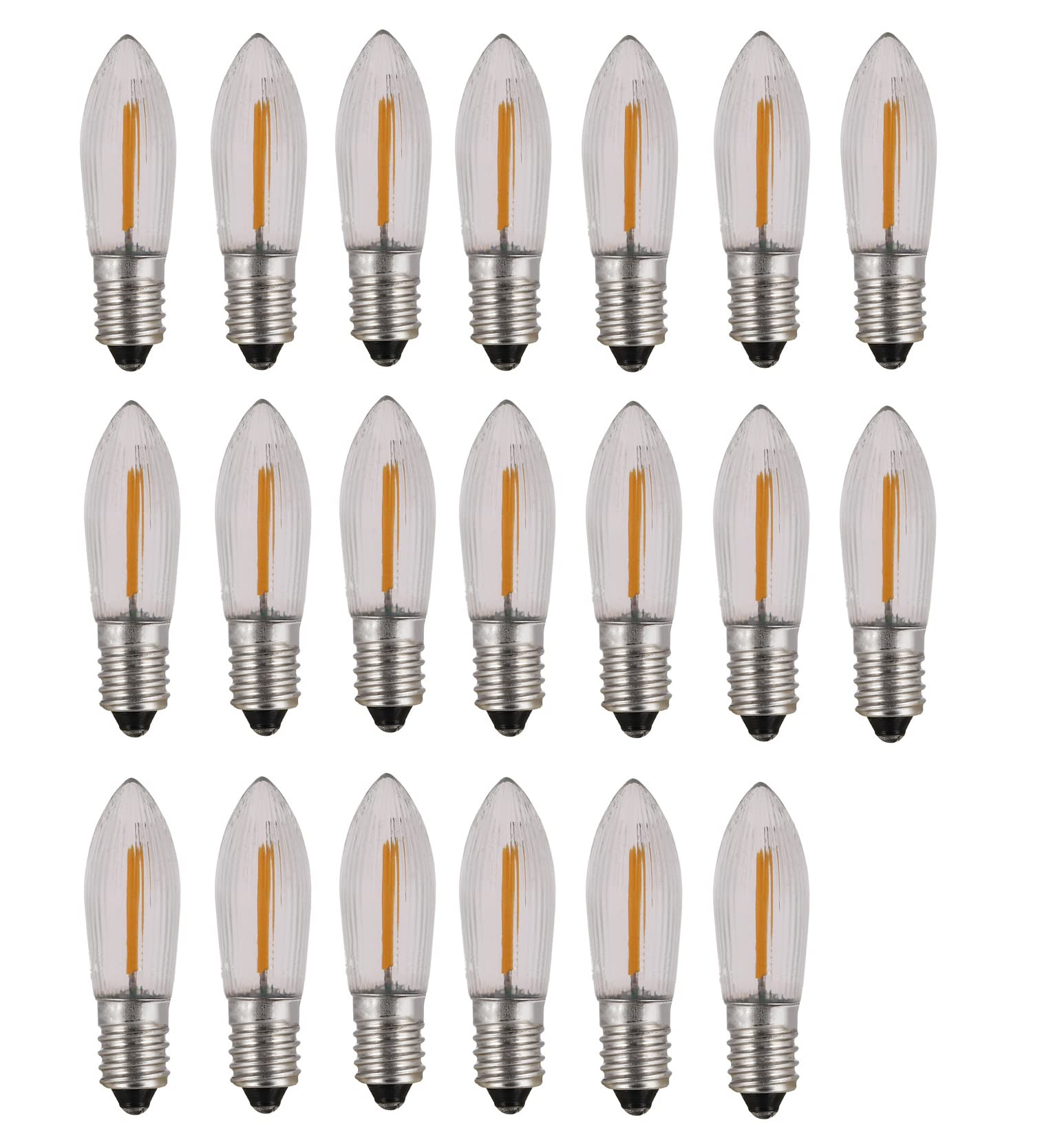 E10 COB LED Candle Bulb - 10 Pack Warm White Christmas Lights, 14V-55V AC, 0.2W Screw Base Replacement for Holiday Decorations, Tree Lighting, and Home Ambiance
