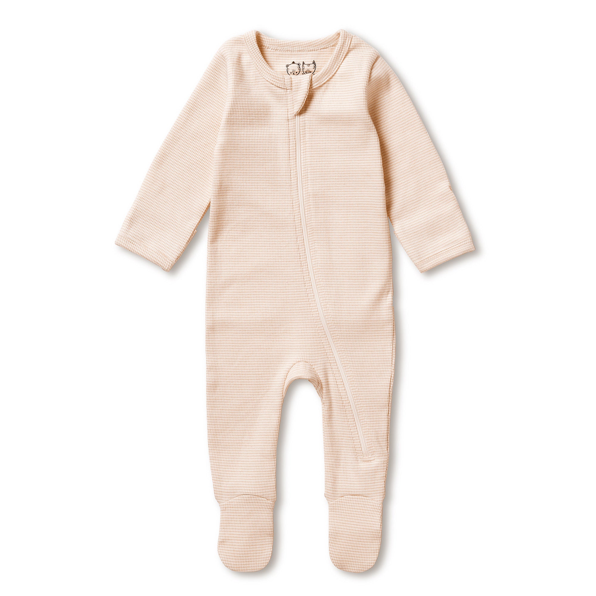 Organic Cotton Baby Stripe Rib Zipsuit with Feet - Soft & Comfortable One-Piece Pajamas for Newborns & Infants - Perfect for Sleepwear, Playtime & Photo Shoots