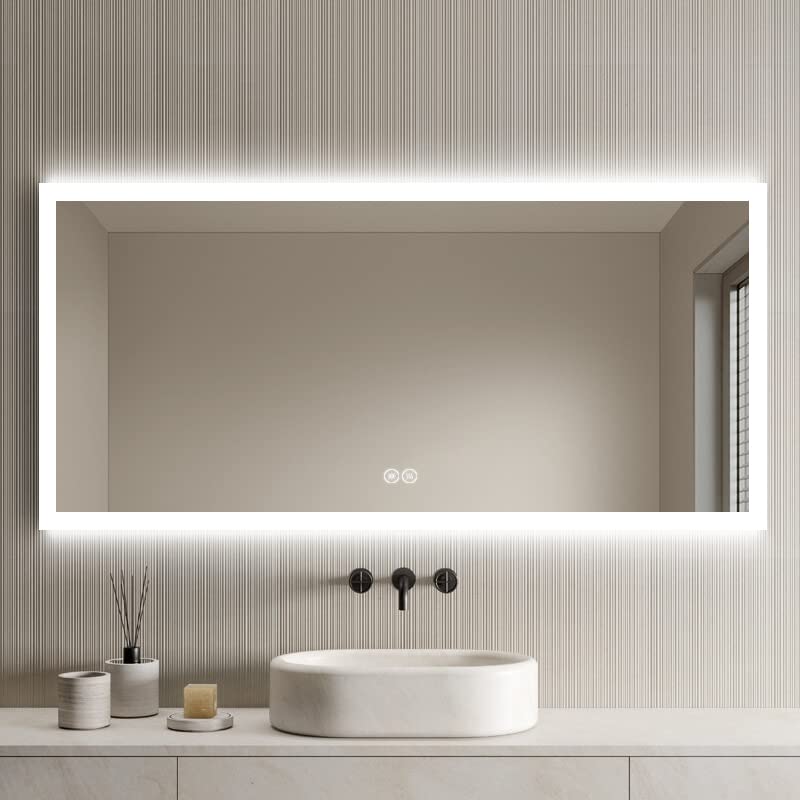 D-HYH 84 x 40 Inch LED Bathroom Mirror with Touch Button - Anti Fog, Dimmable, Vertical & Horizontal Mounting - Illuminated Makeup Mirror for Vanity, Dressing Room & Bathroom (Model D-D101-8440)