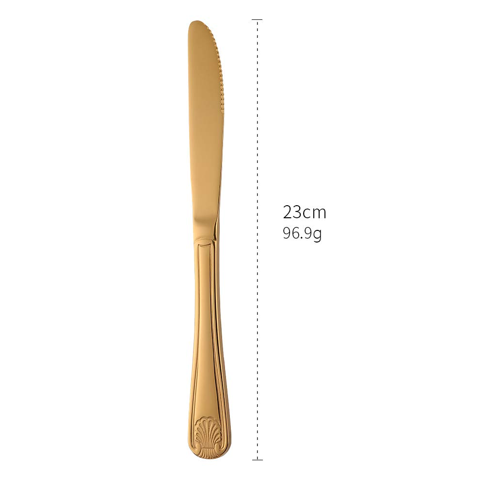 Premium Meisha Toulouse 12-Piece Stainless Steel Dinner Knife Set - Mirror Polished Gold Flatware for Home & Restaurant Use - 8.94 Inch Elegant Table Knives Perfect for Fine Dining, Dinner Parties & Wedding Cutlery