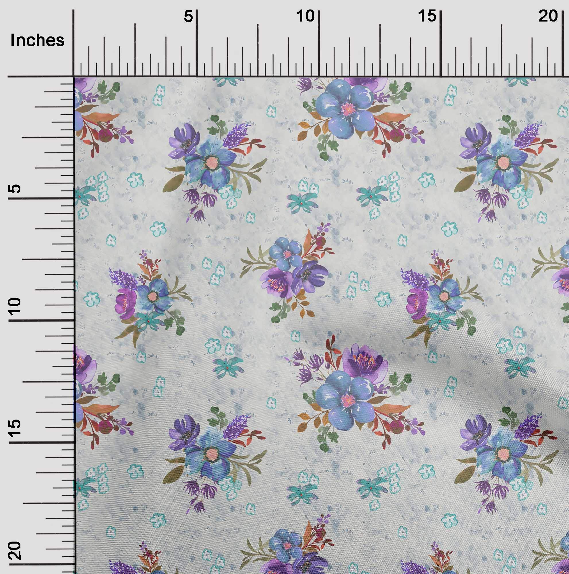 oneOone Viscose Jersey Fabric - Watercolor Leaves & Floral Print - 60 Inch Wide Fabric by the Yard - Perfect for Dresses, Scarves & Home Decor Projects