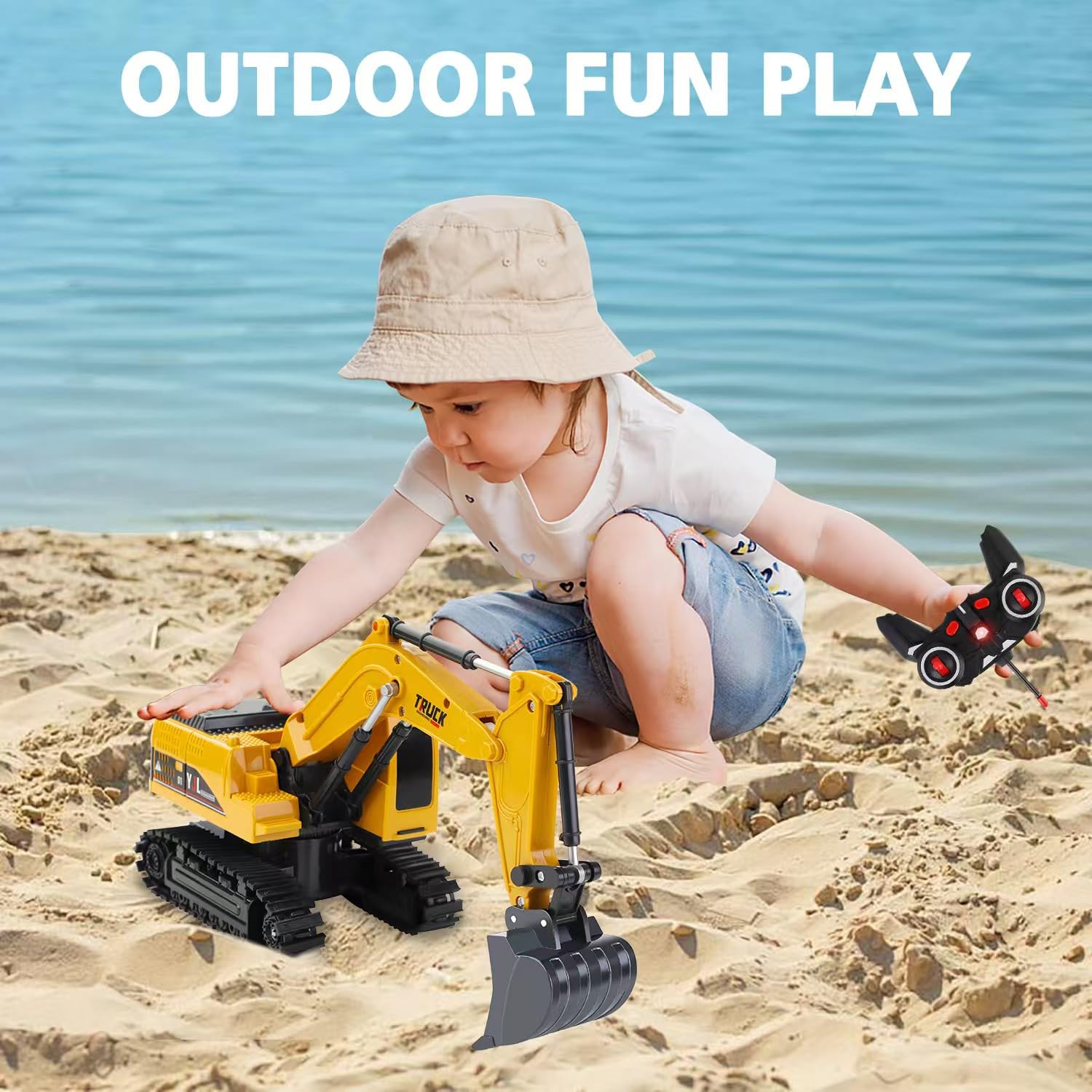 2.4Ghz Remote Control Excavator Toy for Kids - RC Construction Vehicle with Realistic Functions for Boys & Girls Ages 8-12 | Outdoor Play, Birthday Gifts, Construction Pretend Play