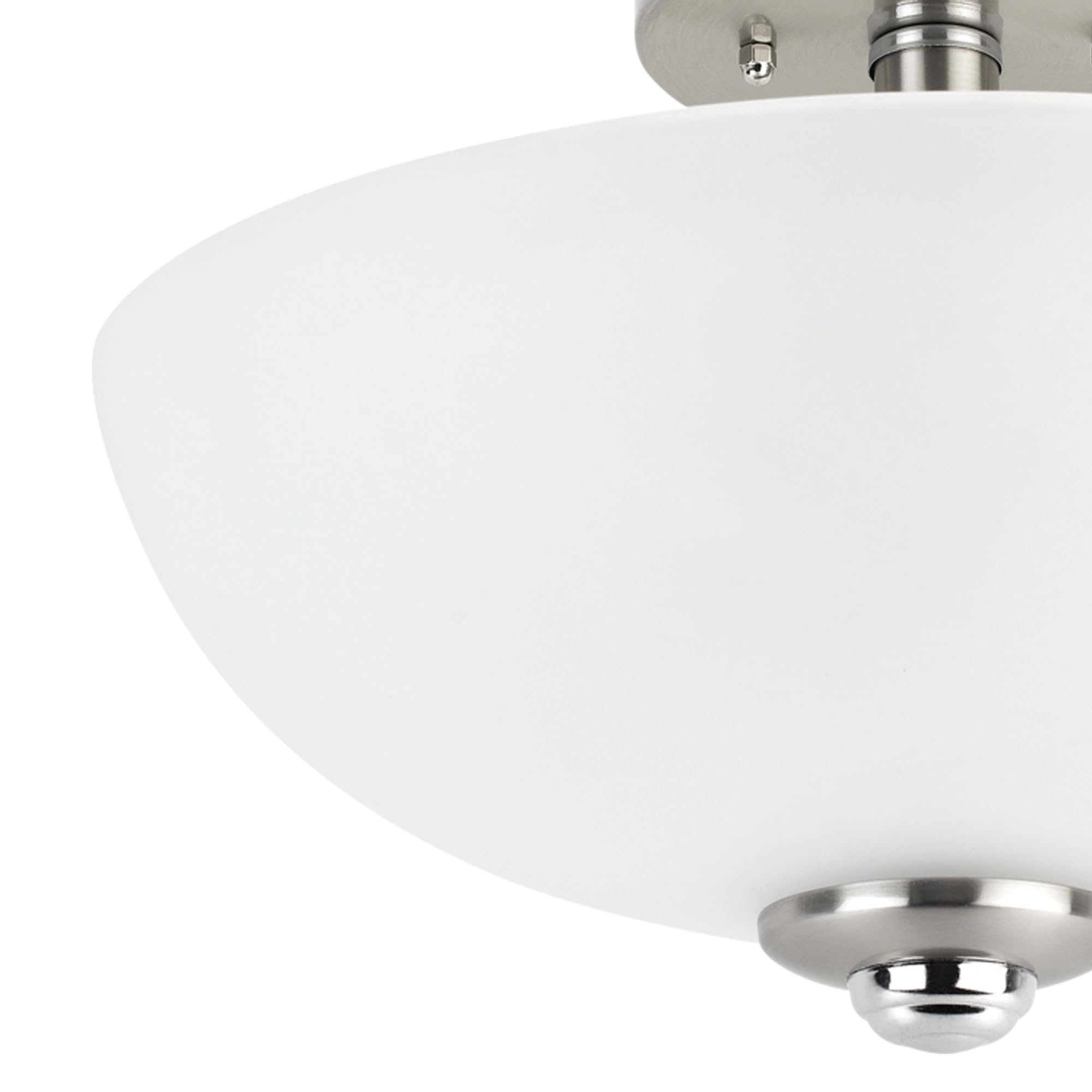 Globe Electric 63357 2-Light Semi-Flush Mount Ceiling Fixture - Brushed Nickel with Chrome Accents & Frosted Glass Shade - Perfect for Kitchen, Bathroom, Bedroom, Closet & Home Lighting - Energy Efficient Indoor Ceiling Light for Modern Homes