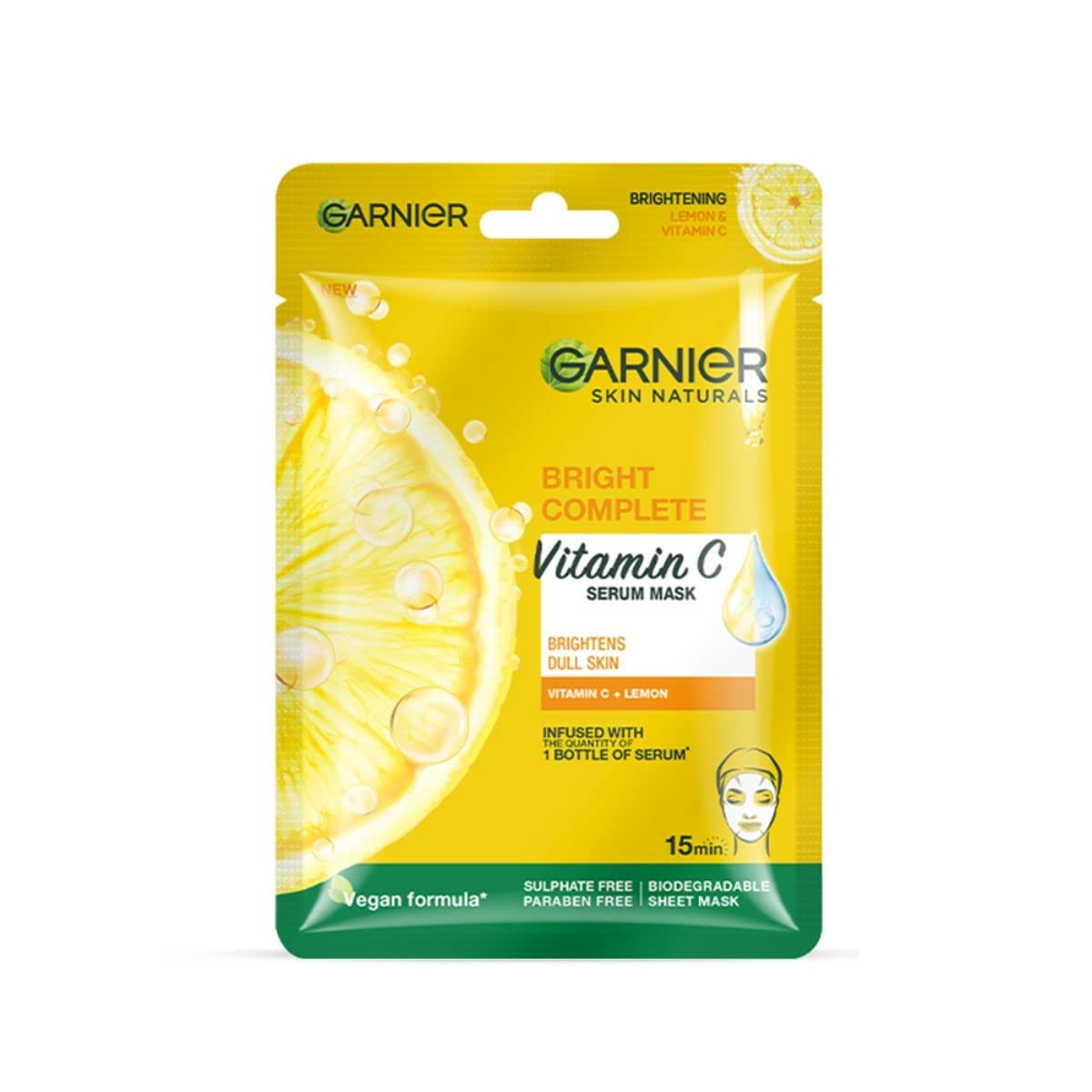 Garnier Skin Naturals Pure Charcoal Black Serum Face Mask - Hydrating & Detoxifying Sheet Mask for Glowing Skin, 1 pc (28g) | Bright Complete Face Mask for Hydration, Brightening & Dark Spot Treatment - Perfect for Spa Night & Self-Care Routine
