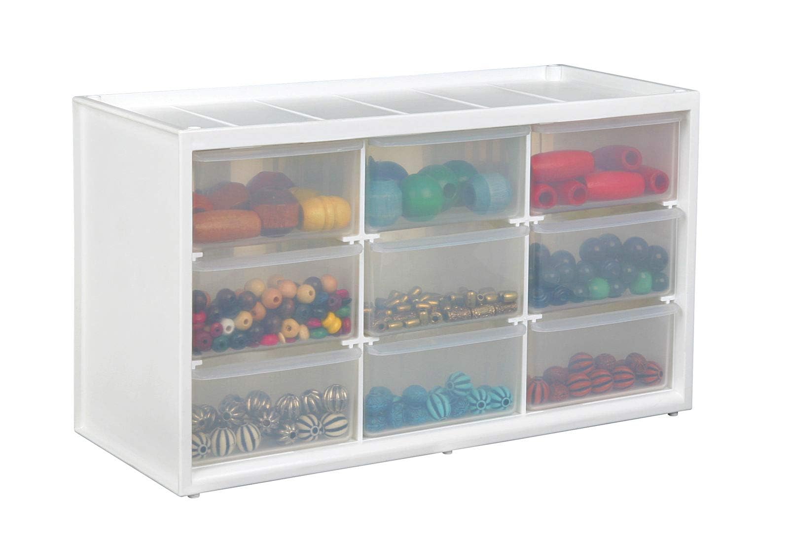 ArtBin 6809PC 9-Drawer Plastic Storage Cabinet for Sewing & Craft Supplies - White with Clear Drawers - Perfect for Organizing Thread, Beads, Buttons & DIY Craft Materials at Home or Studio
