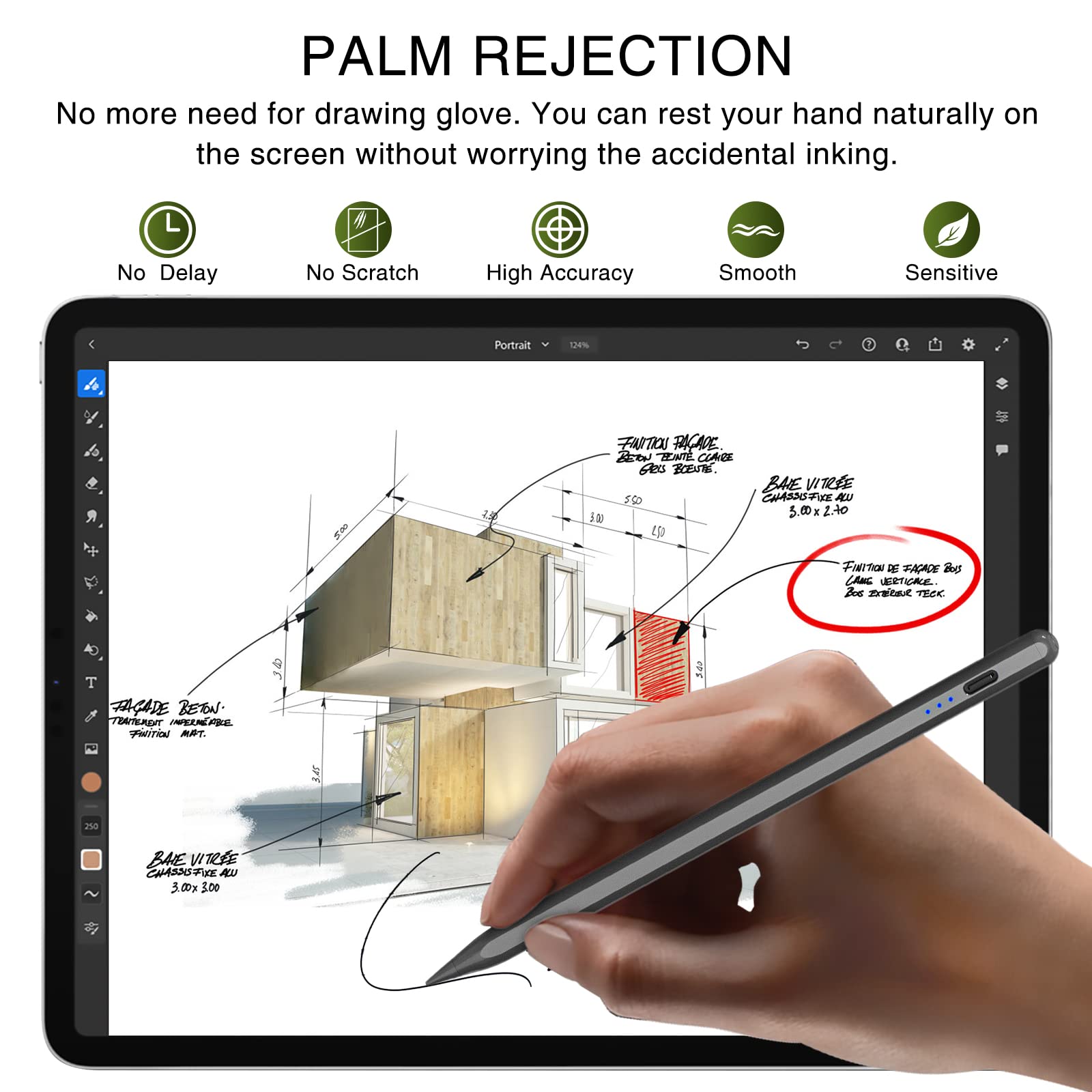 HATOKU Stylus Pen for iPad 2018-2024 - 2nd Gen Apple Pencil Alternative with Fast 15-Minute Charging, Tilt & Palm Rejection - Compatible with iPad Air 3/4/5/M2, iPad Mini 5/6, iPad 6-10, iPad Pro 11