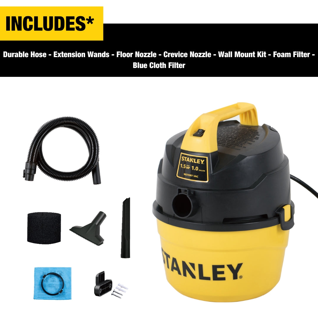 STANLEY 1 Gallon 1.5 HP Wall Mount Air Compressor - SL18101P 1H | Portable & Powerful for Home Garage, Workshop & DIY Projects