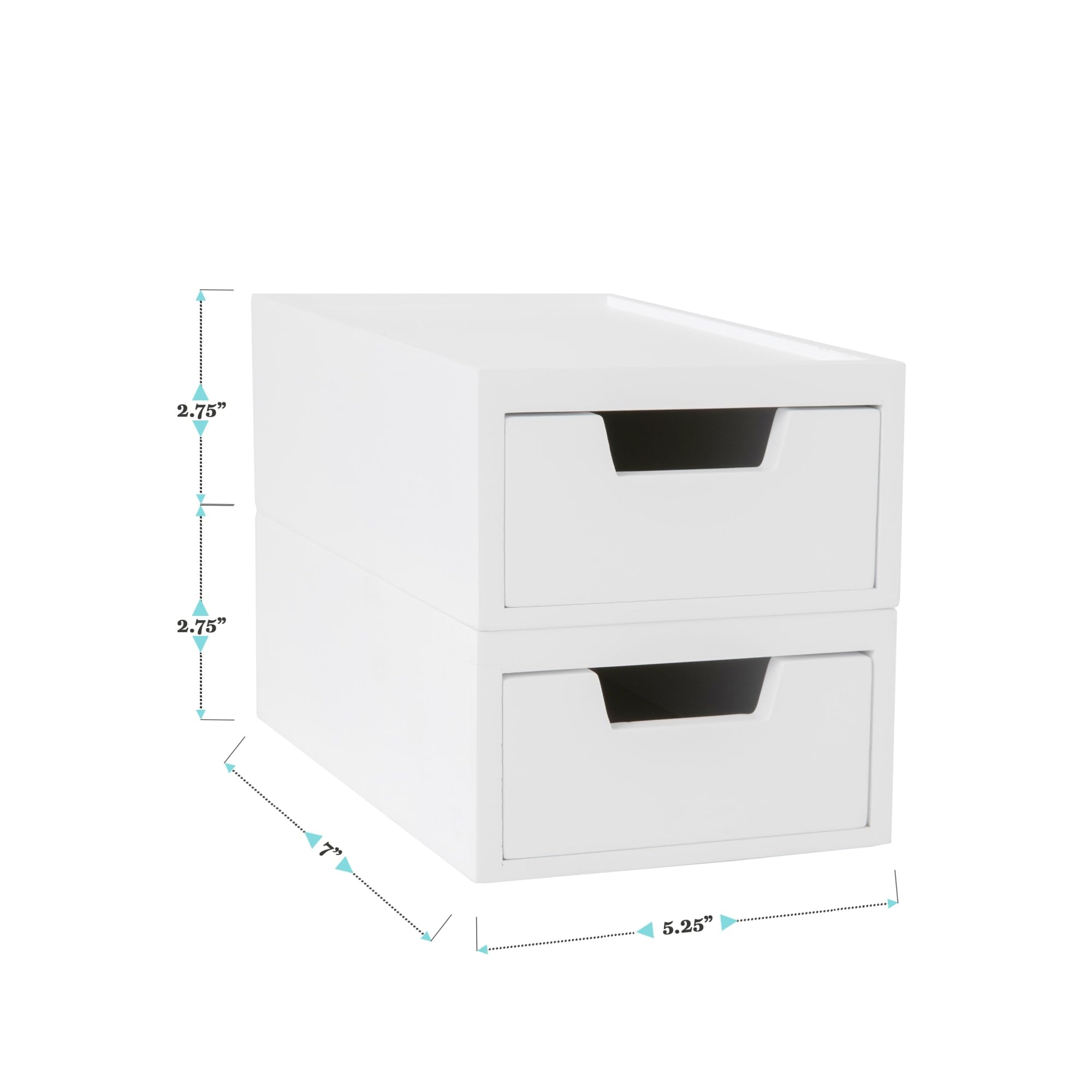 Weston Stackable Wooden Storage Boxes - 2 Pack, White | Home & Office Organizer