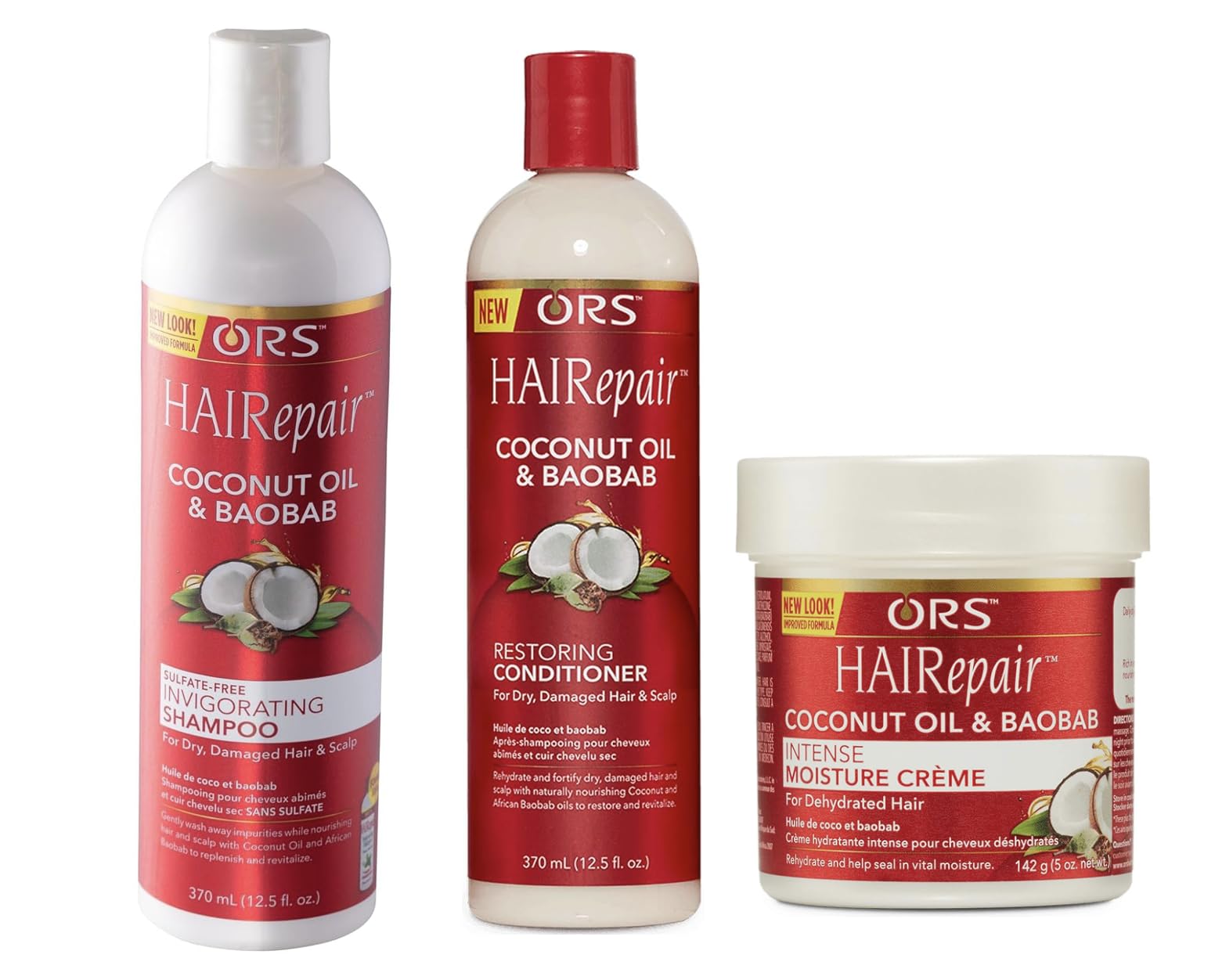 ORS HAIRepair Sulfate-Free Shampoo & Conditioner Set with Coconut Oil & Baobab - Restorative Hair Care Bundle for Dry, Damaged Hair - Deep Moisturizing Treatment for Daily Use at Home or Salon