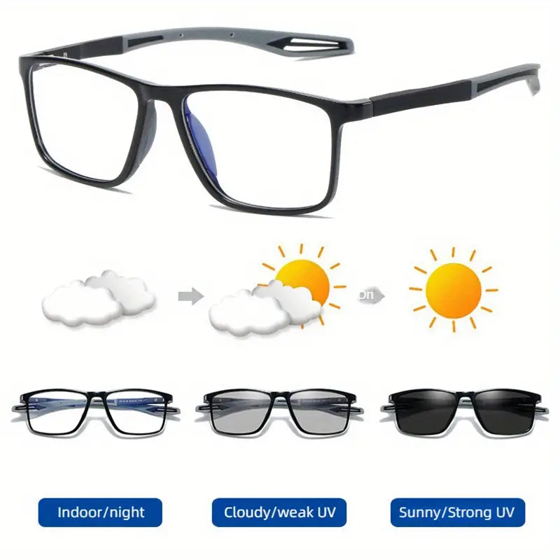 Men's Photochromic Sports Glasses with Prescription Lenses - Lightweight Anti-Glare Eyewear for Running, Cycling & Outdoor Activities