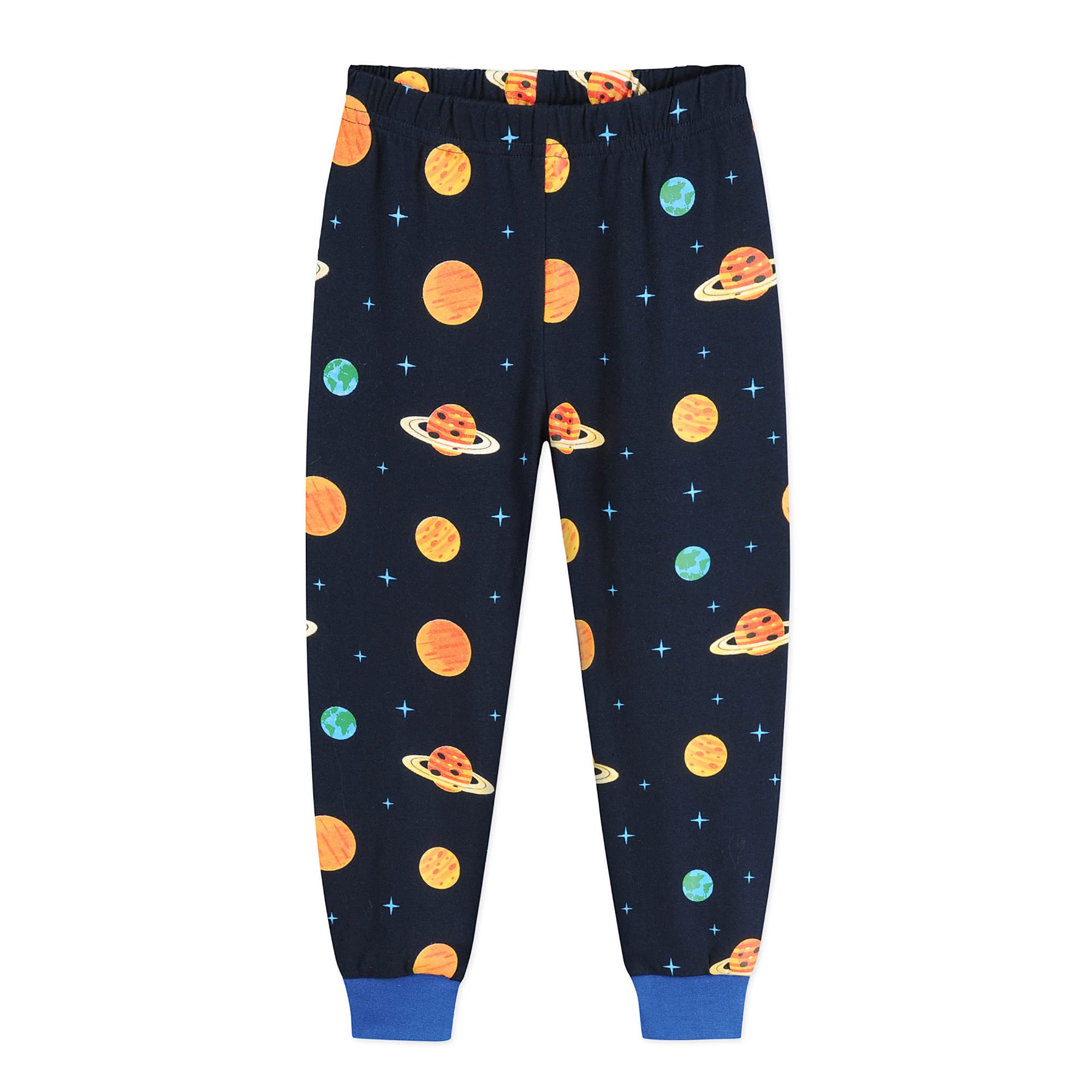 Toddler Boys Pajama Set - 2-Piece Cotton Dinosaur & Monster Truck Sleepwear with Planets Print for Kids Ages 2-7 | Soft & Comfortable PJS for Bedtime & Lounging