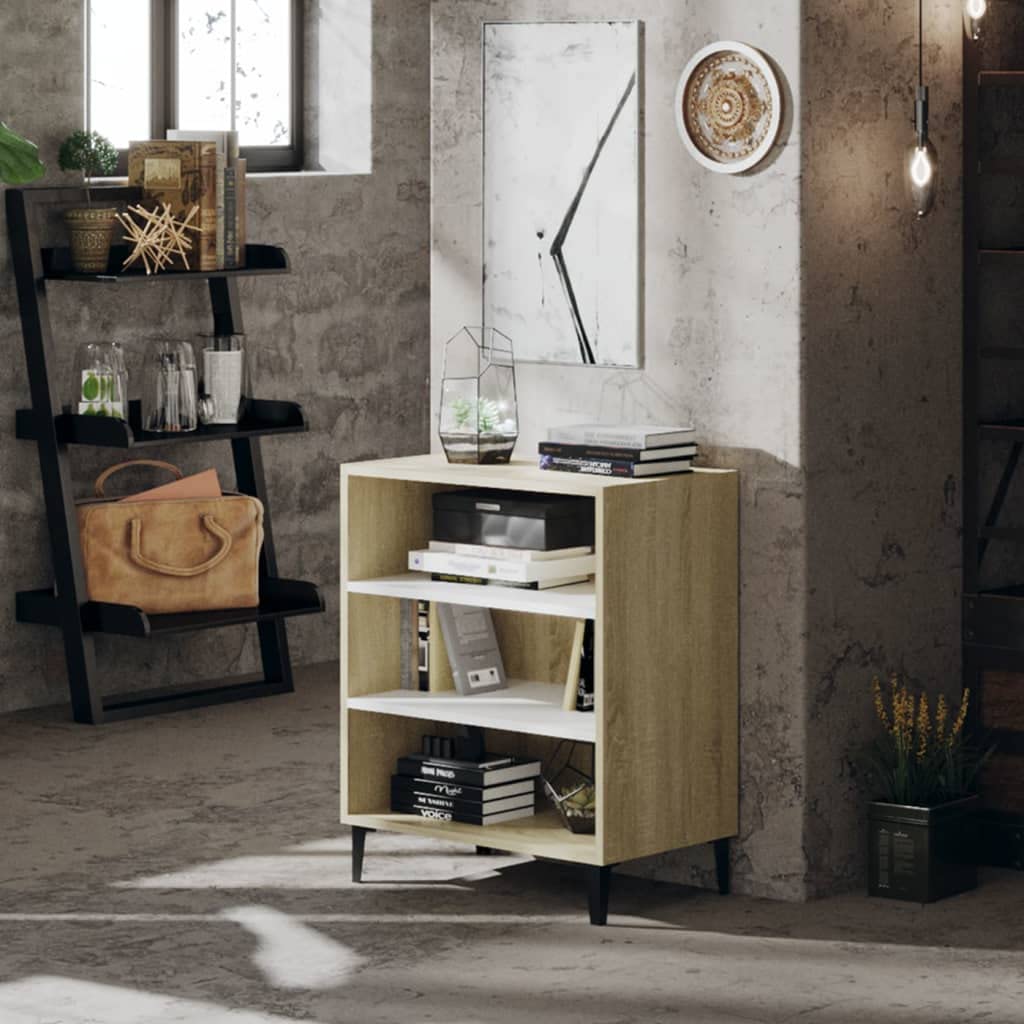 White & Sonoma Oak Sideboard Storage Cabinet - 22.4