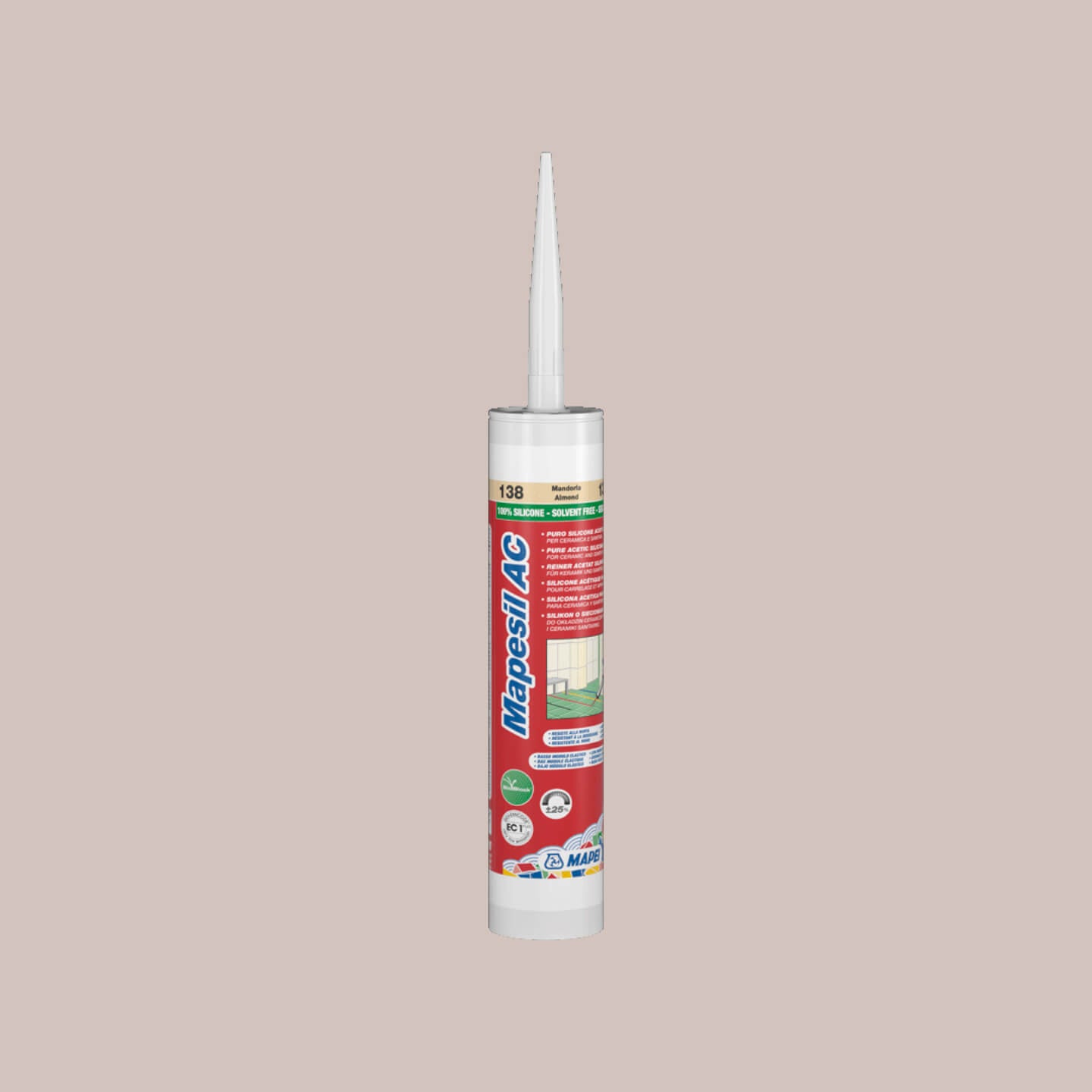Mapei Silicone AC 123 Sealant 310ml (10.5oz) - Ancient White - Premium Waterproof Adhesive for Bathroom, Kitchen & Tile Repairs