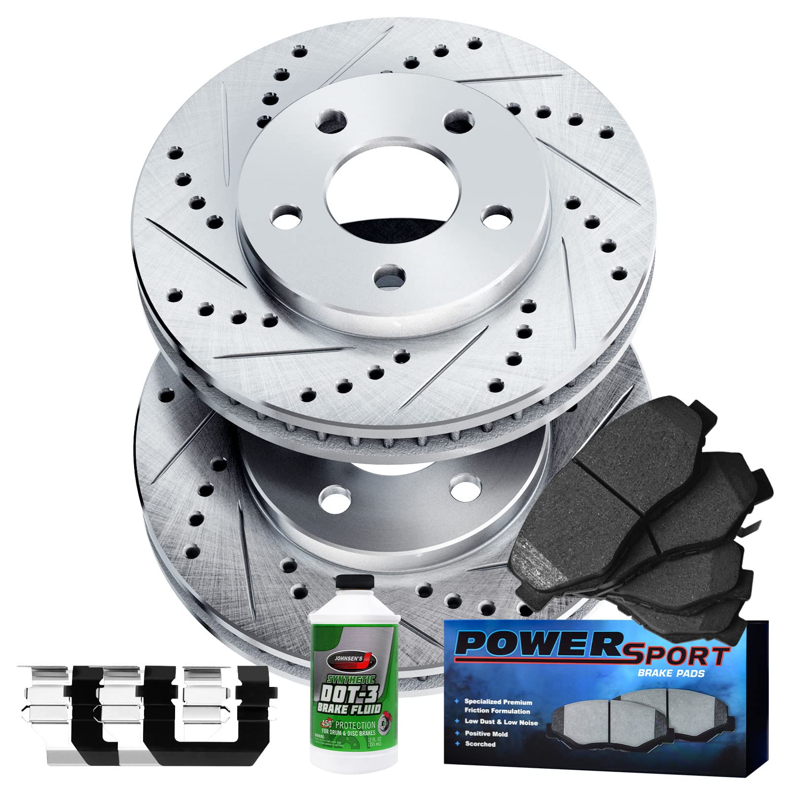 High-Performance Power Sport Front Brake Kit - Heavy Duty Brake Pads & Rotors with Hardware (BLC1.63021.44) | Ideal for Off-Road Vehicles, ATVs & Motorcycles