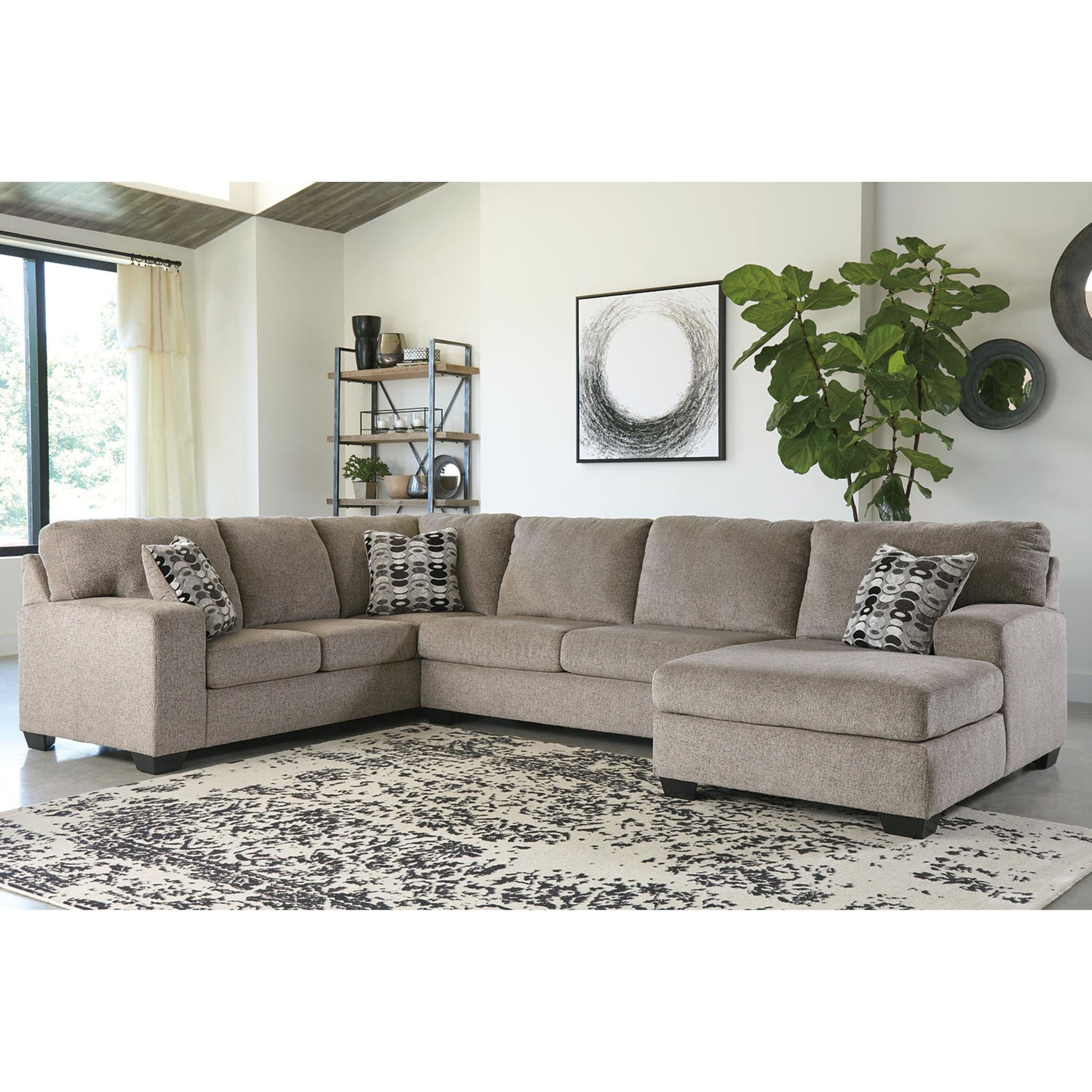 Ballinasloe 3-Piece Sectional Sofa with Chaise Lounge | Modern L-Shaped Couch for Living Room, Family Room & Apartment | Comfortable Fabric Sectional with Reversible Chaise