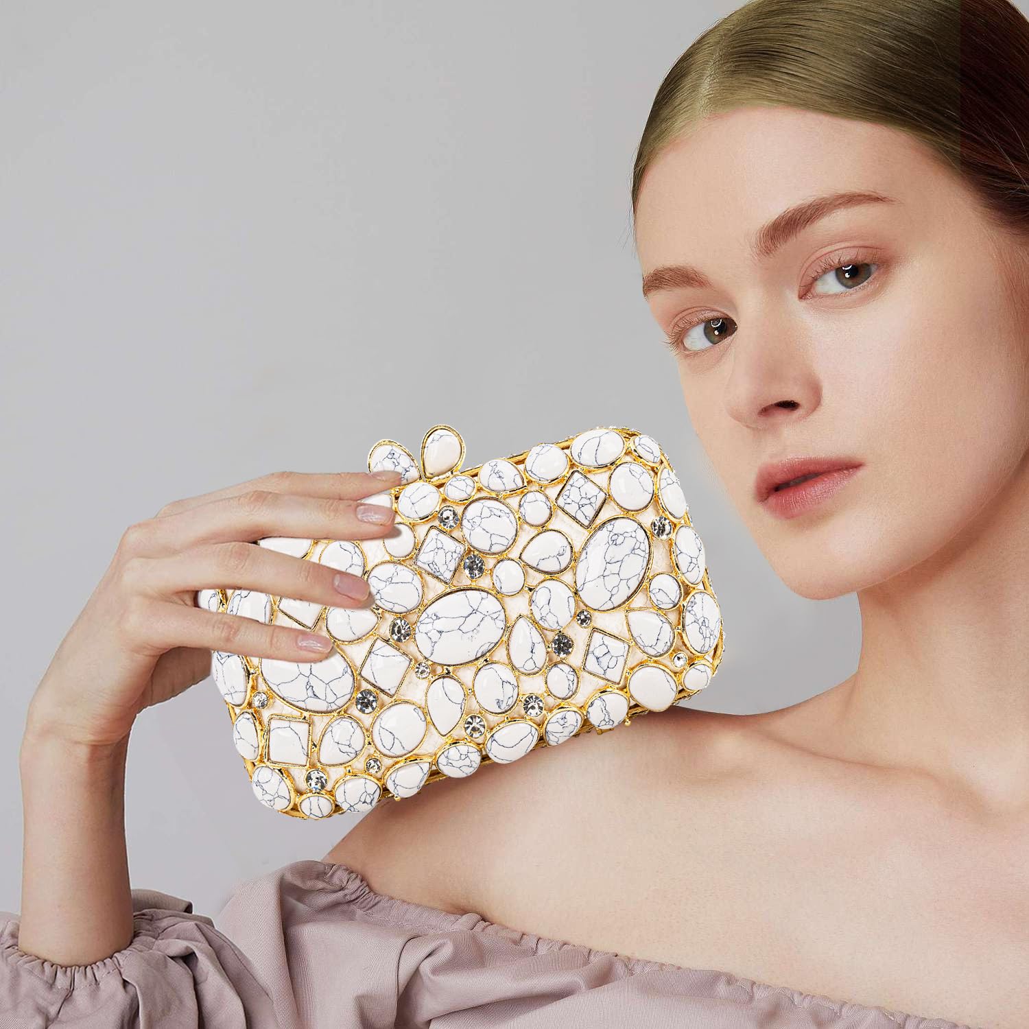 Elegant Turquoise Crystal Evening Clutch Bag for Women - Perfect for Wedding, Bridal Party, Prom & Formal Events | Stylish Bride Accessory & Party Purse
